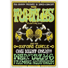 Retro Original poster in 1966 for the concert of The turtles and the Oxford Circle