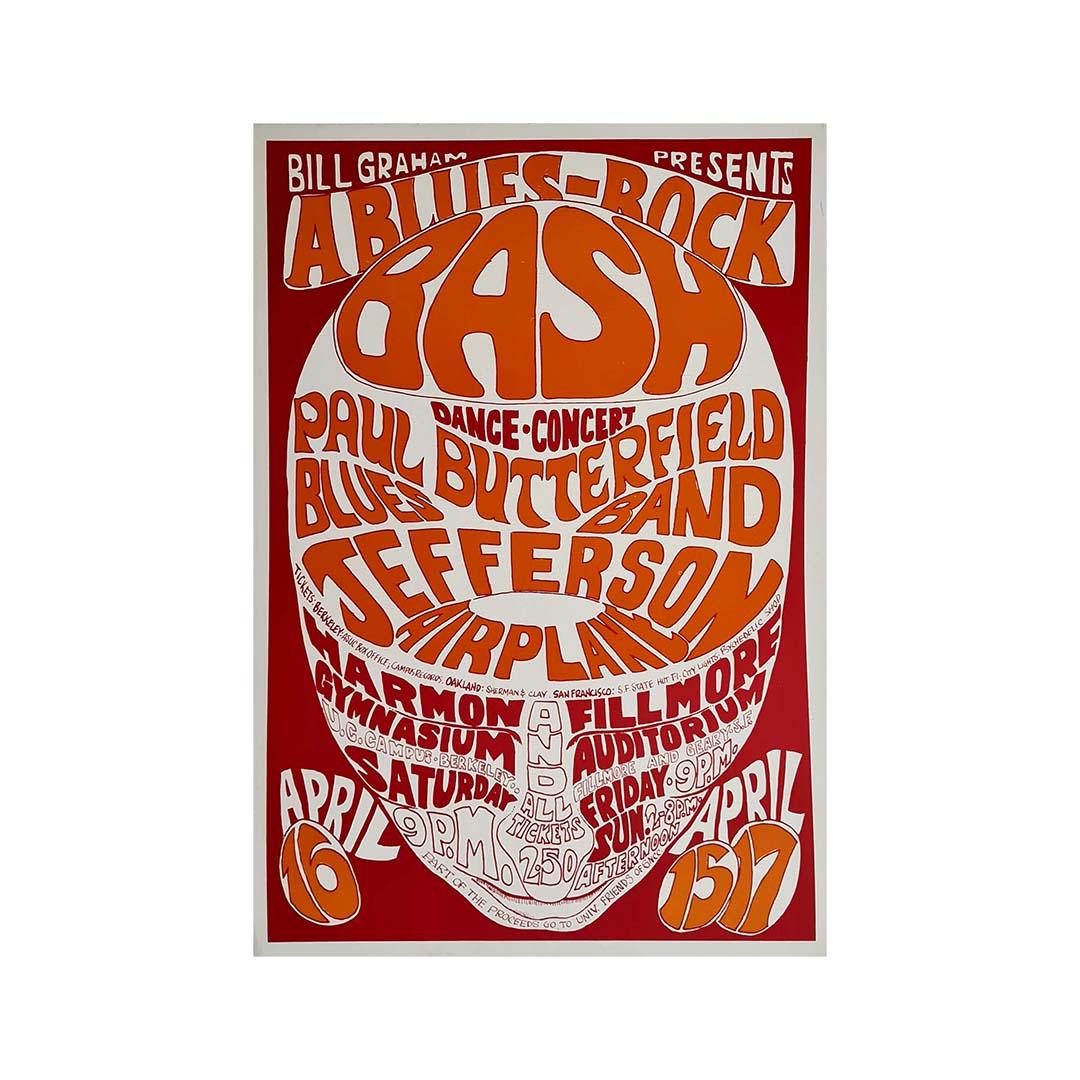 Psychedelic poster from 1966 Paul Butterfield blues band - Jefferson Airplane - Print by Wes Wilson