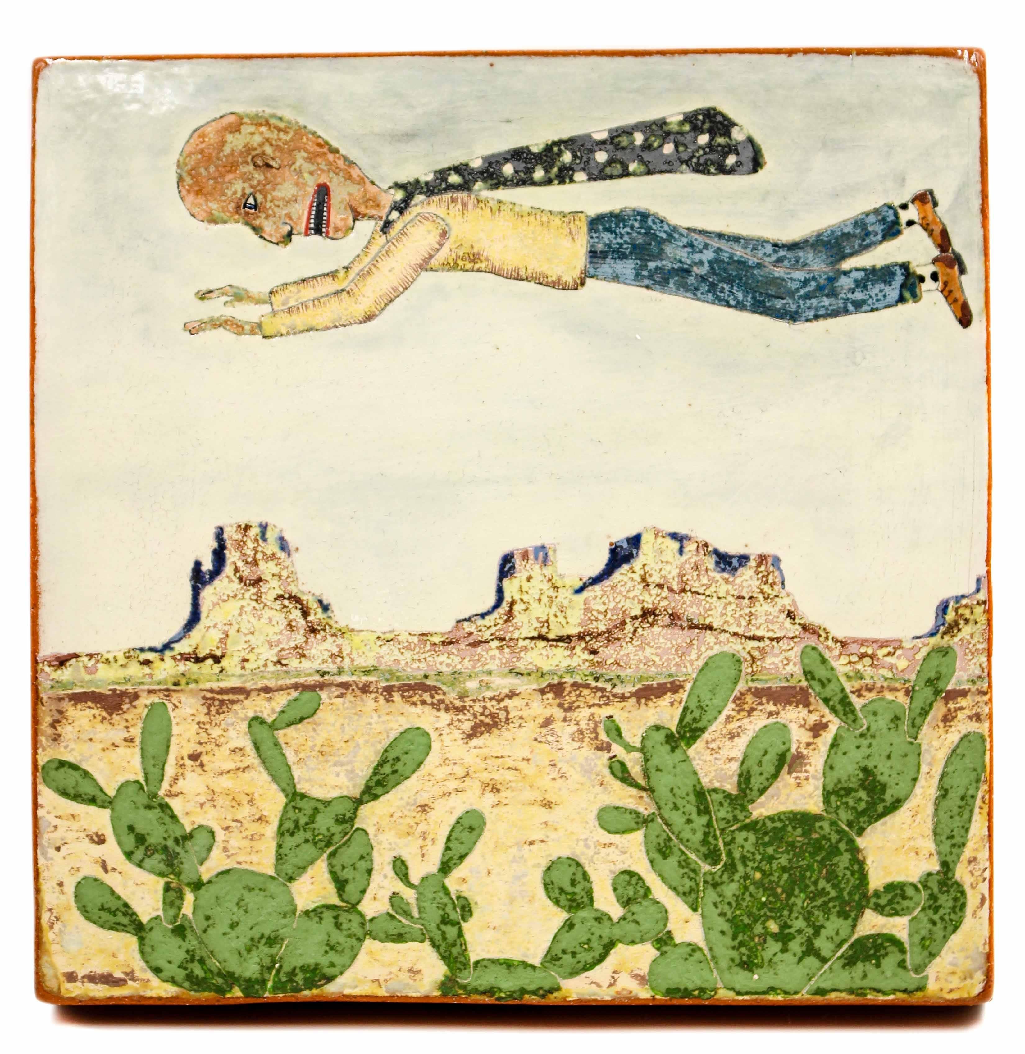 Flying Over Cactus  - Painting by Wesley Anderegg