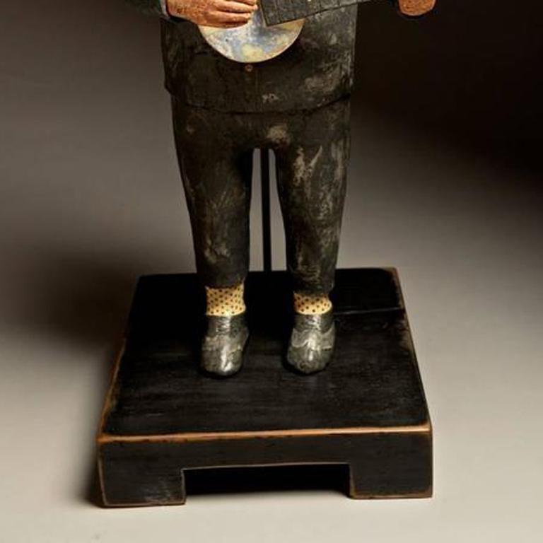 Banjo Man - Black Figurative Sculpture by Wesley Anderegg