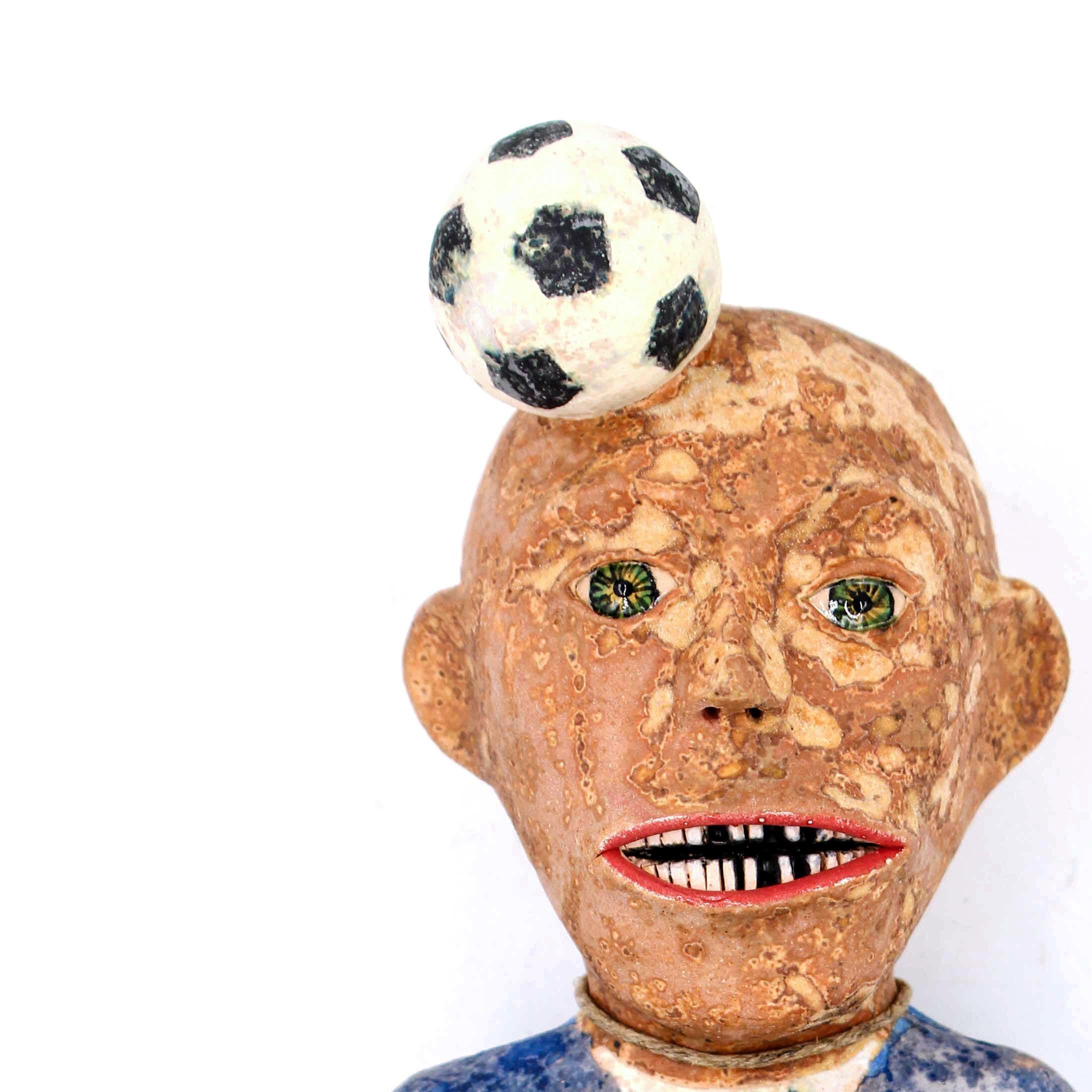 Finally a Man with Balls, 2018, ceramic earthenware sculpture - Sculpture by Wesley Anderegg