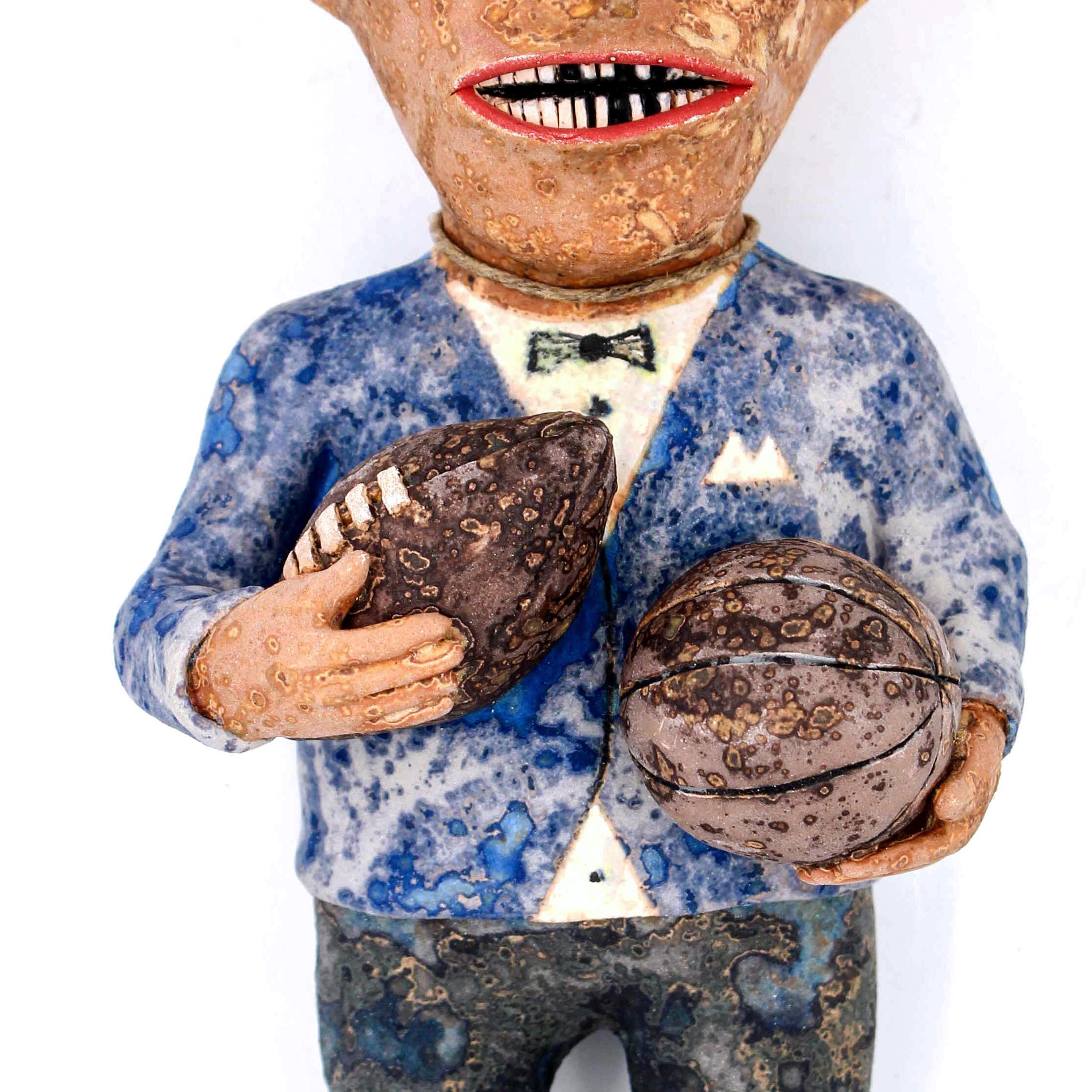 Finally a Man with Balls, 2018, ceramic earthenware sculpture - Contemporary Sculpture by Wesley Anderegg