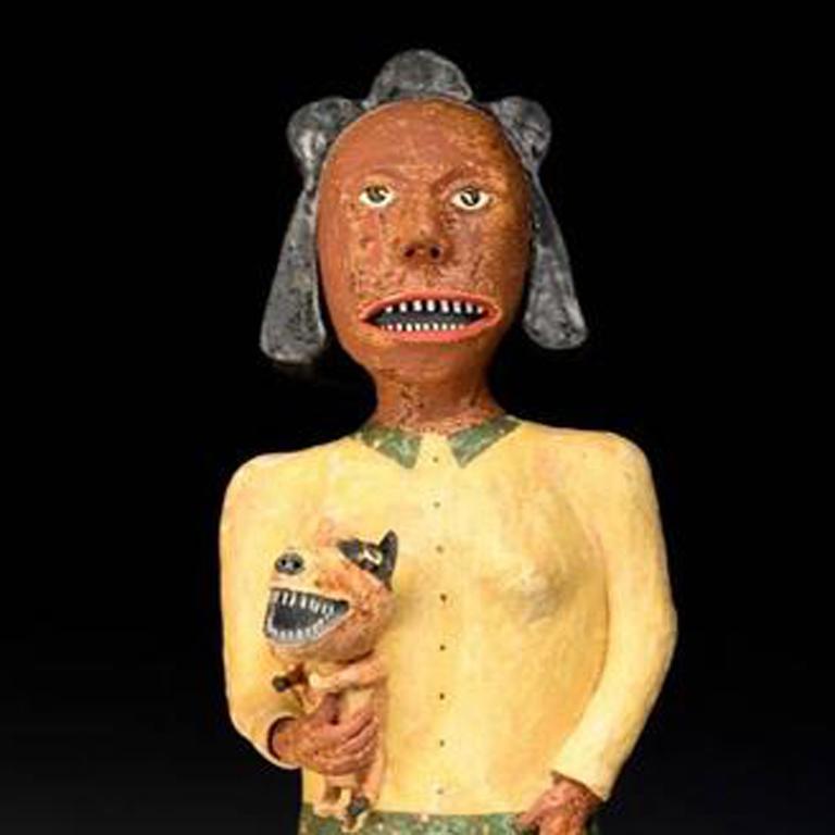 Lady With Dog - Sculpture by Wesley Anderegg