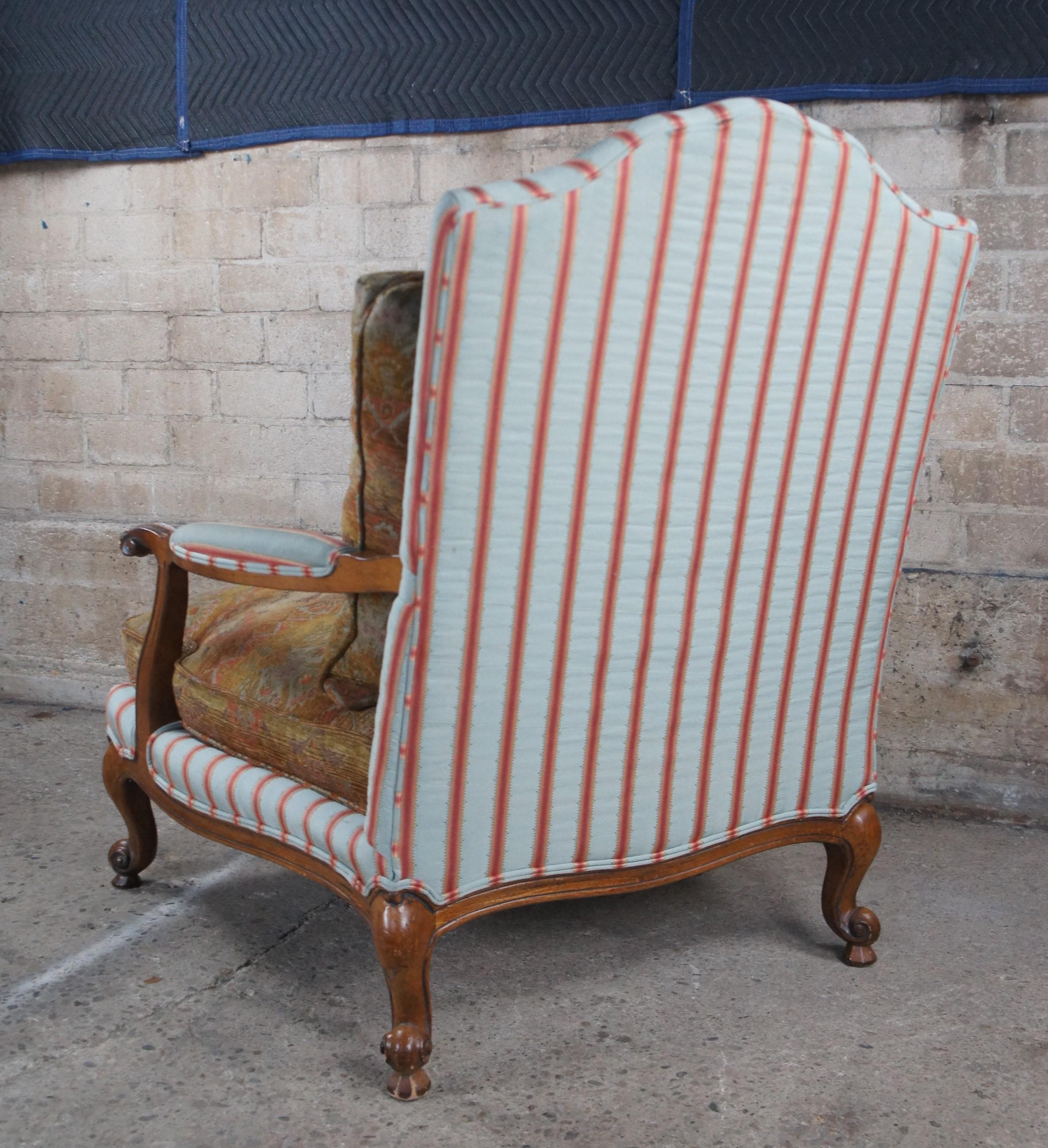 Upholstery Wesley Hall French Louis XV Versailles Bergere Striped Oversized Armchair 42