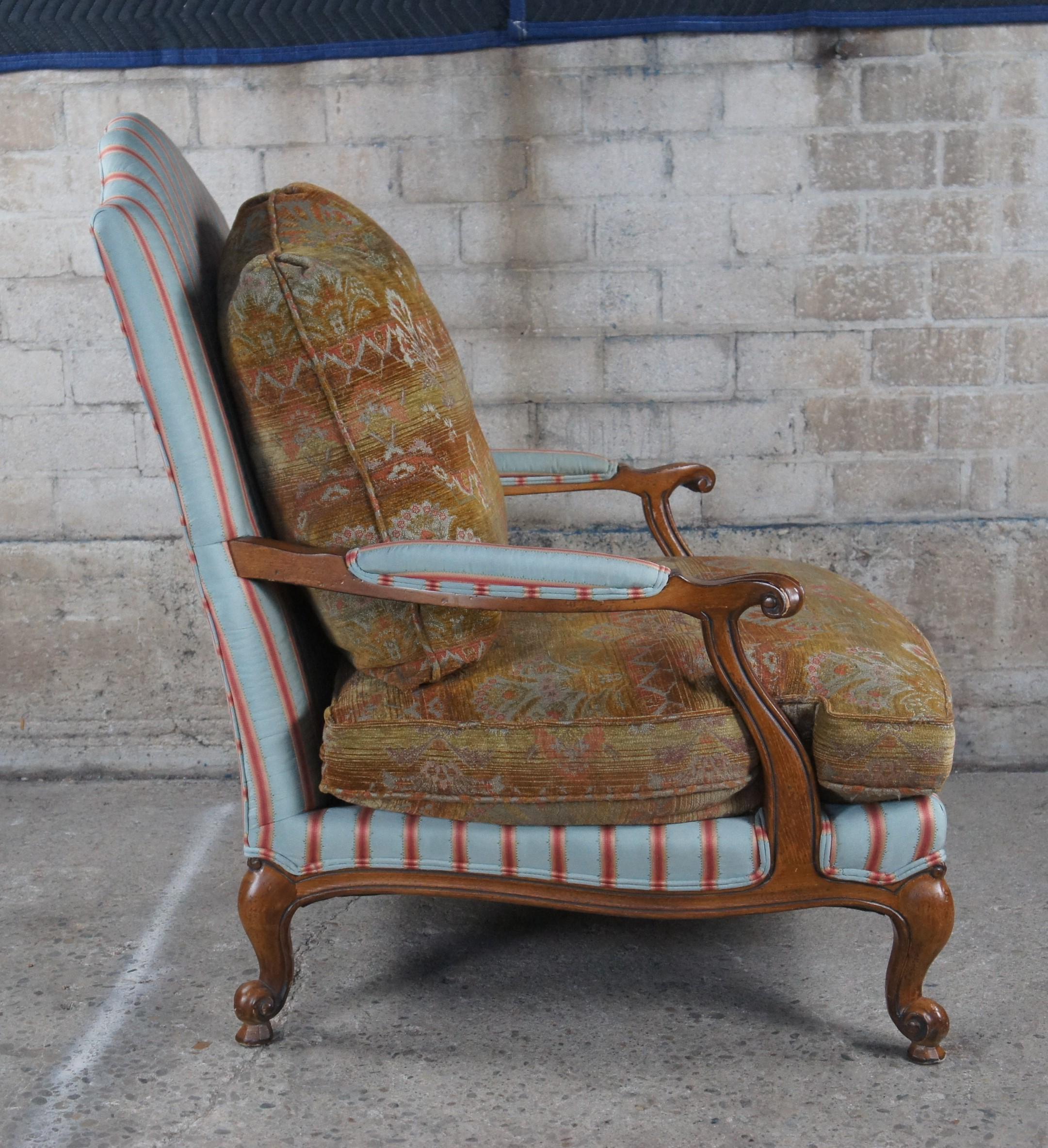 Wesley Hall French Louis XV Versailles Bergere Striped Oversized Armchair 42