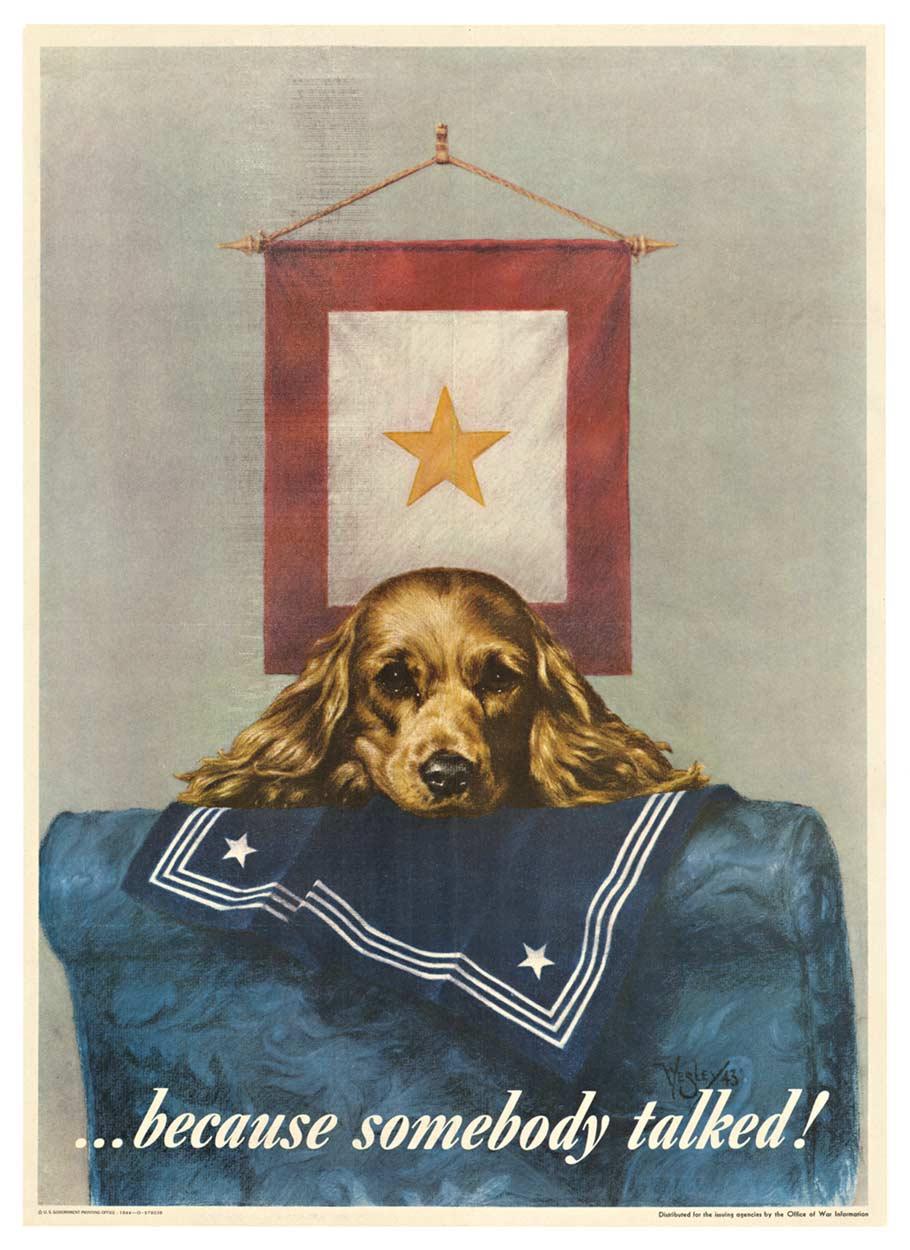 Affiche vintage d'origine de 1944 « ... parce que quelqu'un a parlé ! » - Réalisme américain Print par Wesley Heyman