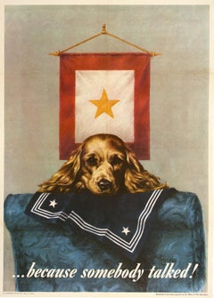 Poster originale della Seconda Guerra Mondiale 1944 di Wesley Heyman - Perché qualcuno ha parlato piccolo