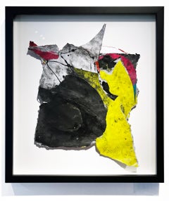 Collage - Paint and Charcoal Abstract Collage by Wesley Kimler, Framed
