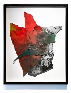 Collage - Collage abstracto de pintura y carboncillo de Wesley Kimler, enmarcado
