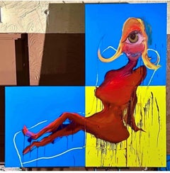 Elly May Kelly, Three Panel Abstract Oil Painting of a Figure - Wesley Kimler