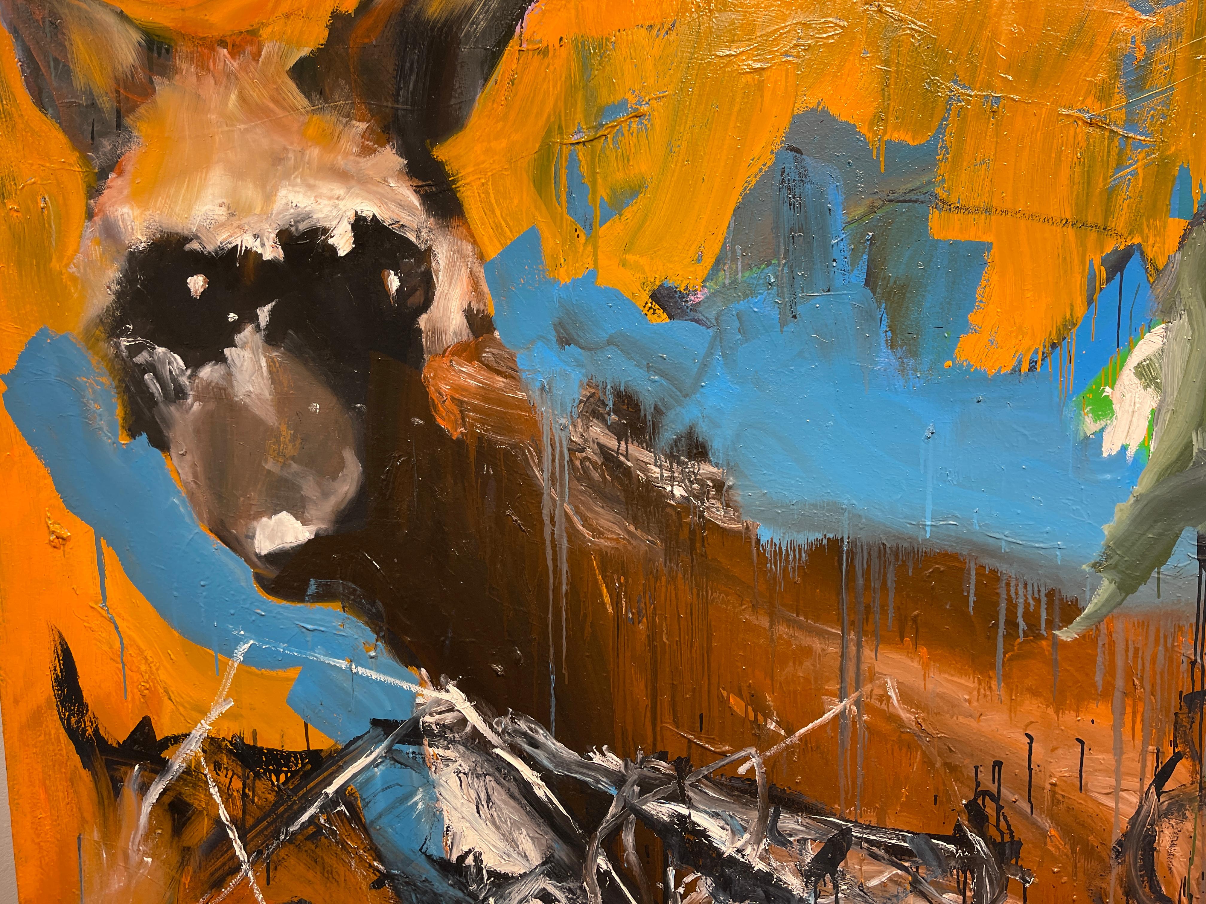 Hot Fox in the Henhouse – Großformatiges Gemälde des abstrakten Expressionismus (Schwarz), Abstract Painting, von Wesley Kimler
