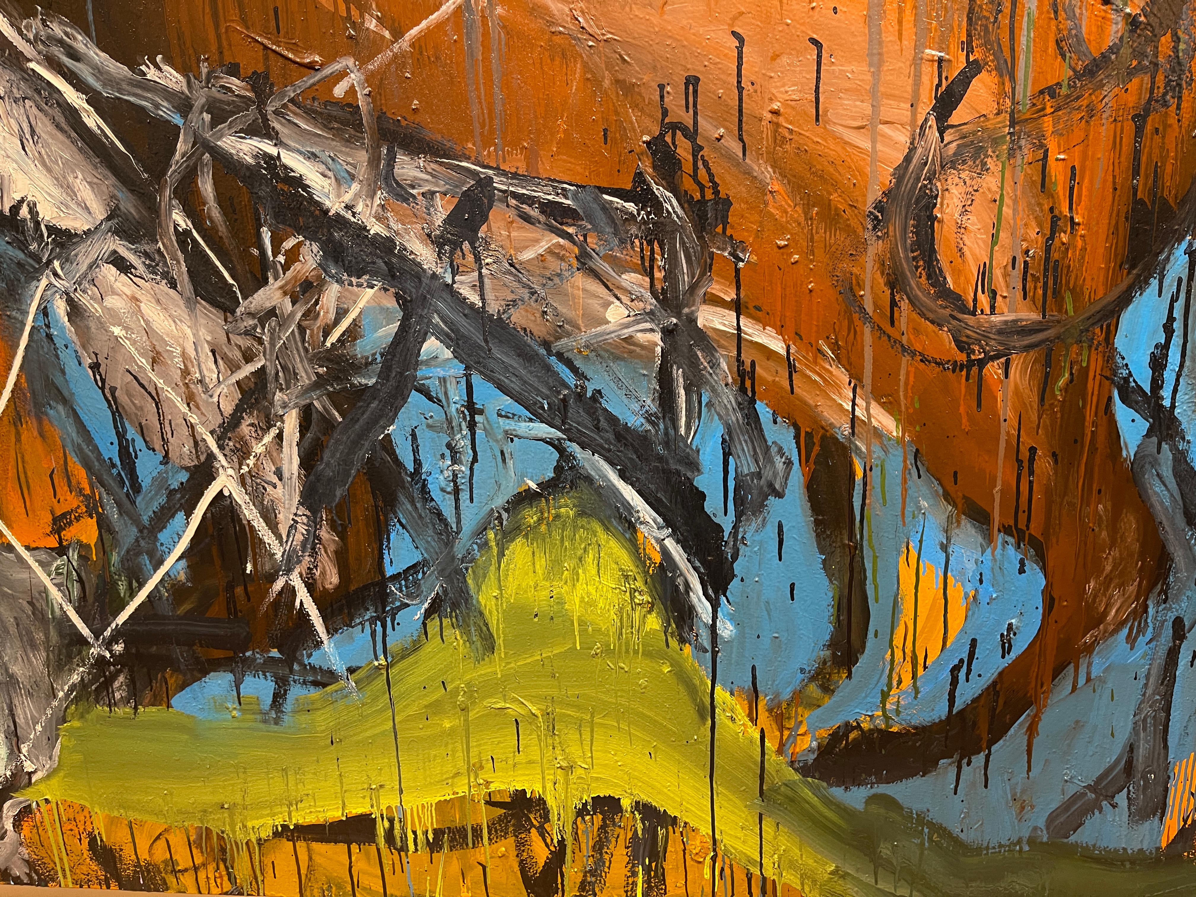 Hot Fox in the Henhouse – Großformatiges Gemälde des abstrakten Expressionismus im Angebot 2