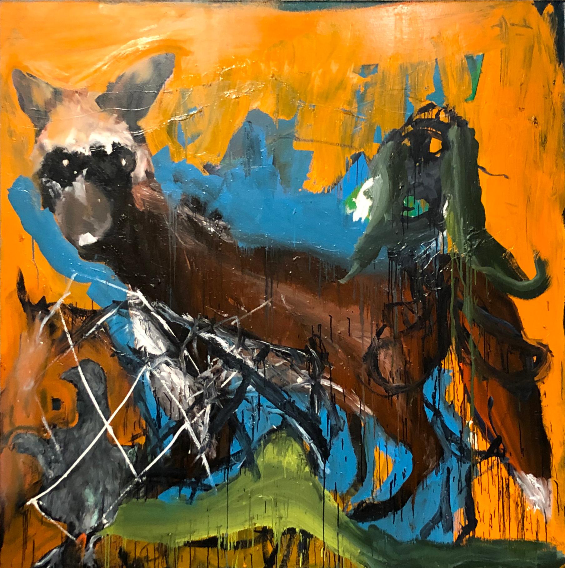 Hot Fox in the Henhouse - Large Scale Abstract Expressionist Painting