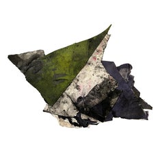 Abstrakte Collage aus Farbe und Kohle von Wesley Kimler, in Schattenfugenrahmen