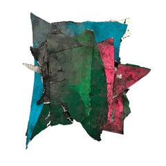 Abstrakte Collage aus Farbe und Kohle von Wesley Kimler, in Schattenfugenrahmen