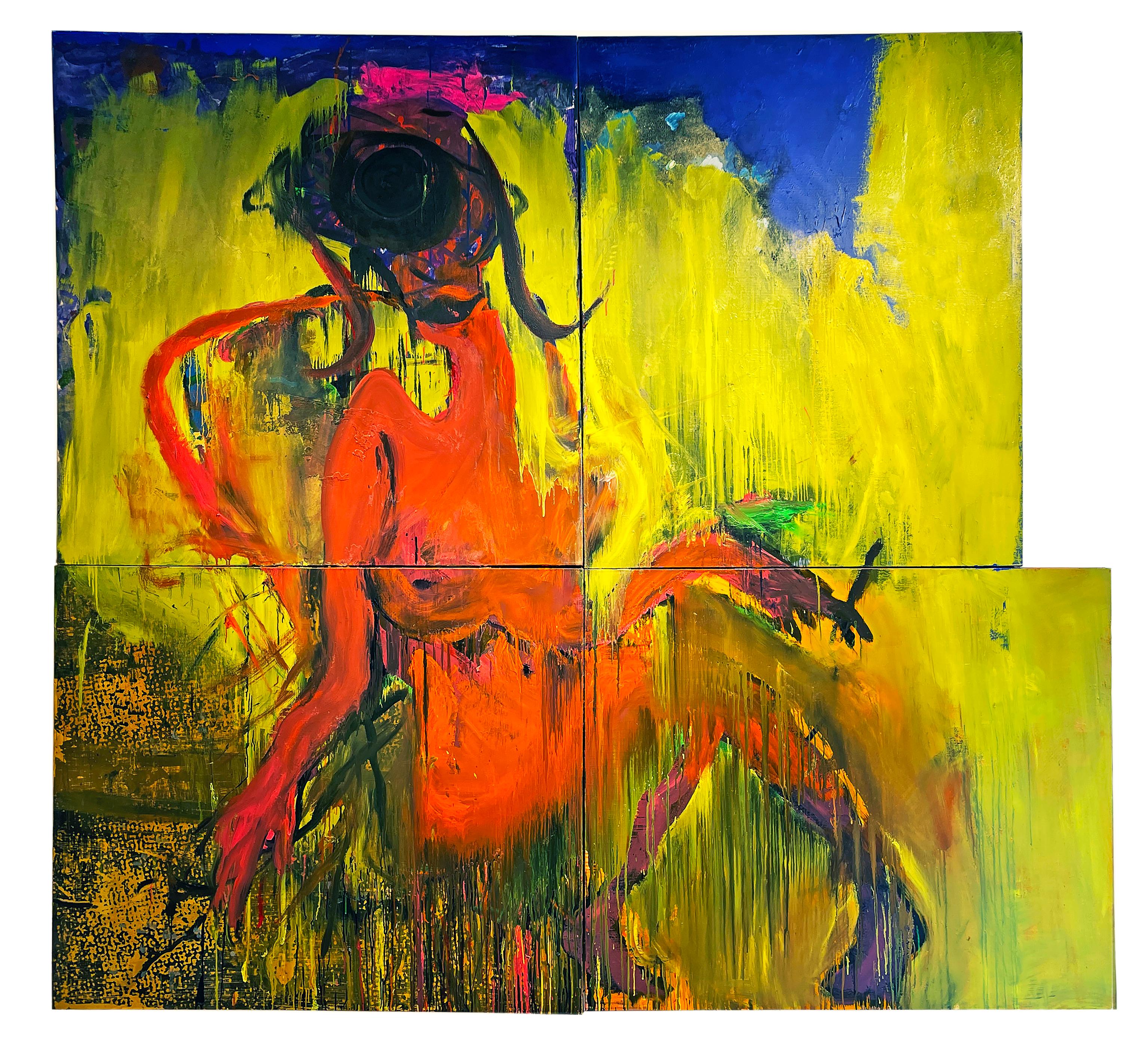 Wesley Kimler Abstract Painting - The Maven - Monumental Scale Reclining Figure, Abstract Expressionist Painting