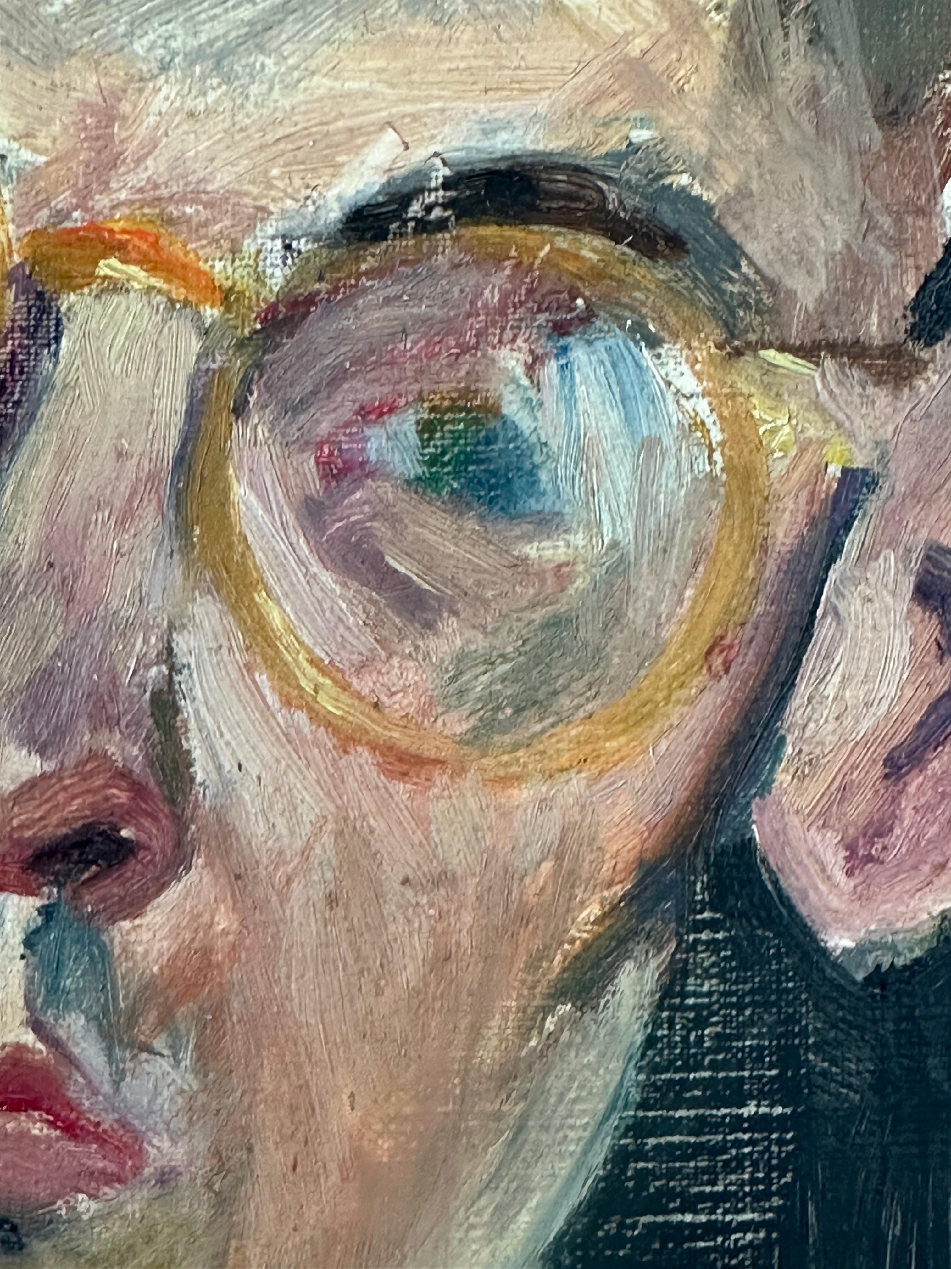 Self-Portrait (ritratto di uomo) - Painting Impressionismo americano di Wesley Lea