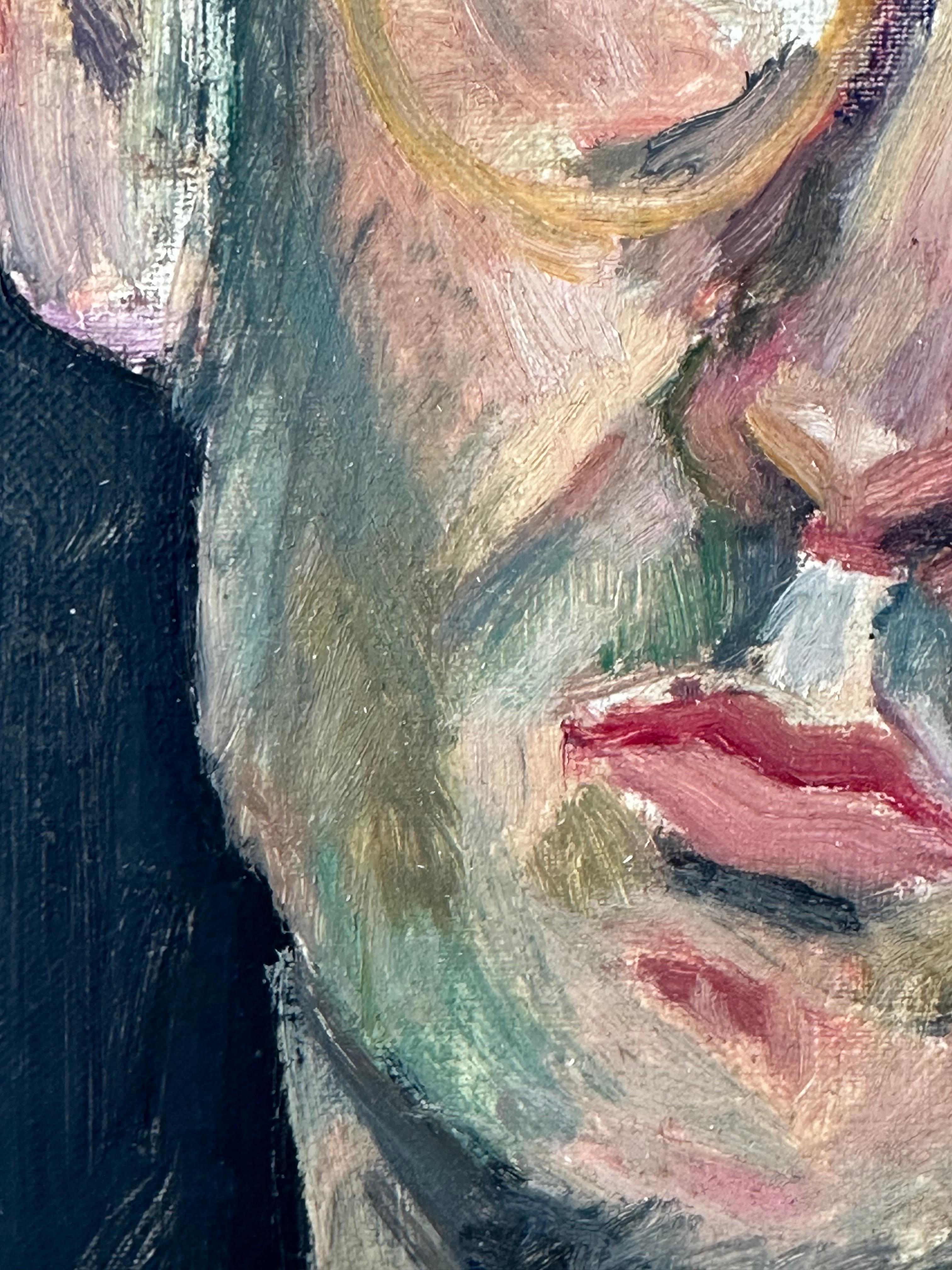 Self-Portrait (ritratto di uomo) - Portrait Painting Beige di Wesley Lea