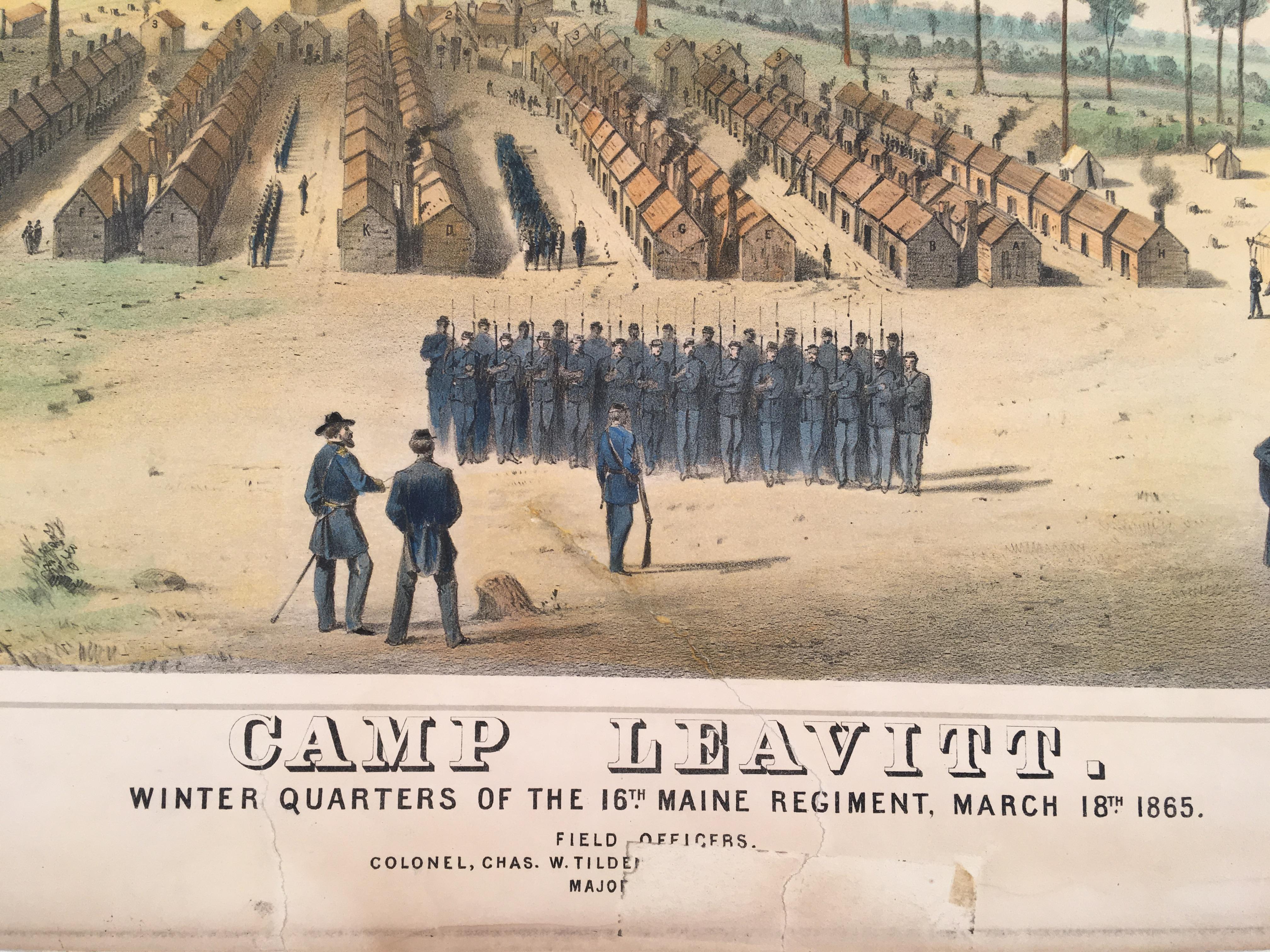 Camp Leavitt.  Winter Quarters of the 16th Maine Regiment, March 18, 1865 - Print by Wesley Webber