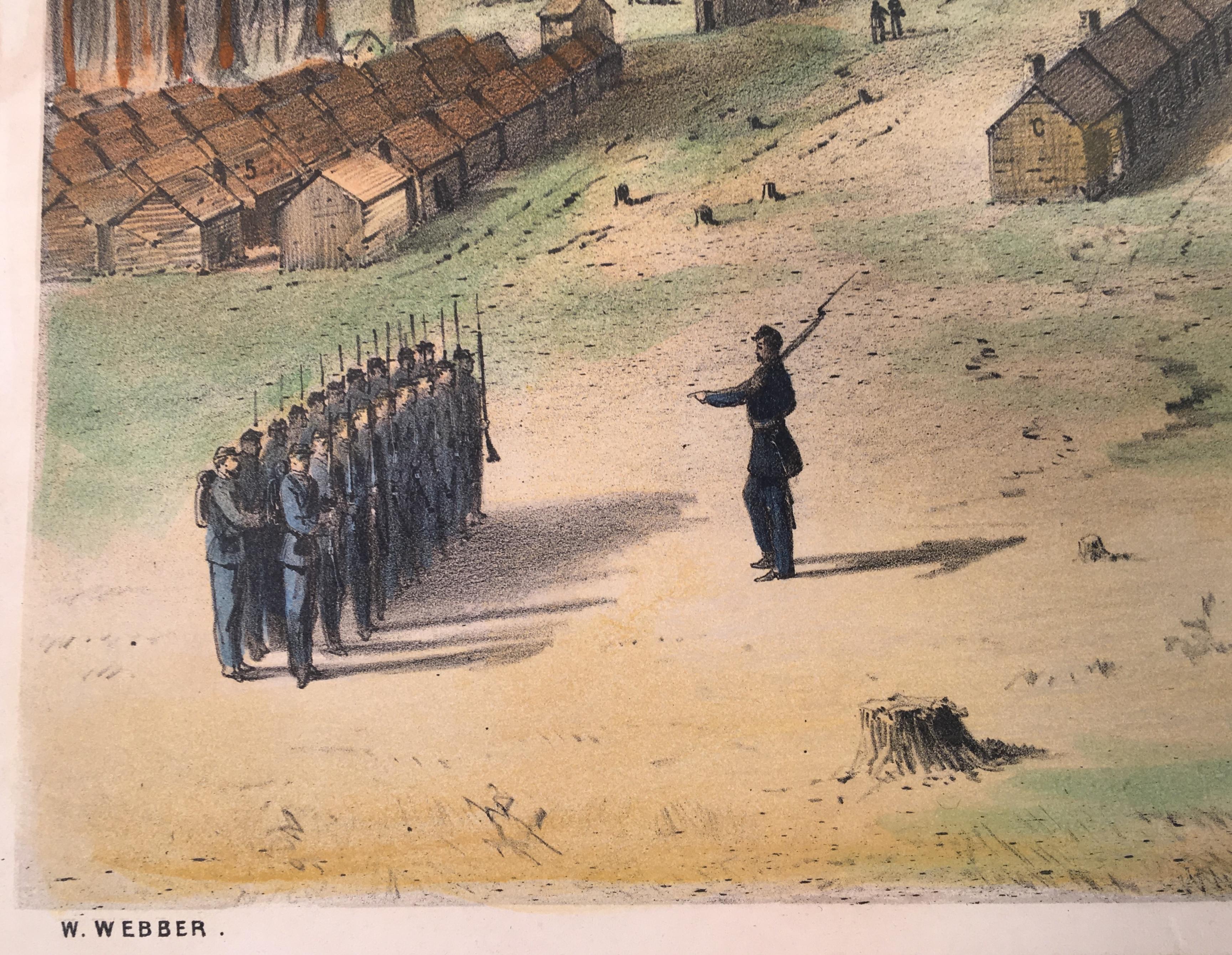 Camp Leavitt.  Winter Quarters of the 16th Maine Regiment, March 18, 1865 - Realist Print by Wesley Webber