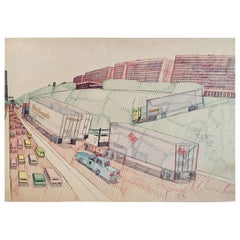 Vintage Wesley Willis Artwork "Dan Ryan Past 51st St Toward 47th", 1986