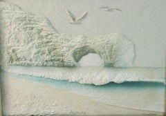 Seaside Acrylic Landscape Painting "The Archway", Framed, 1980s