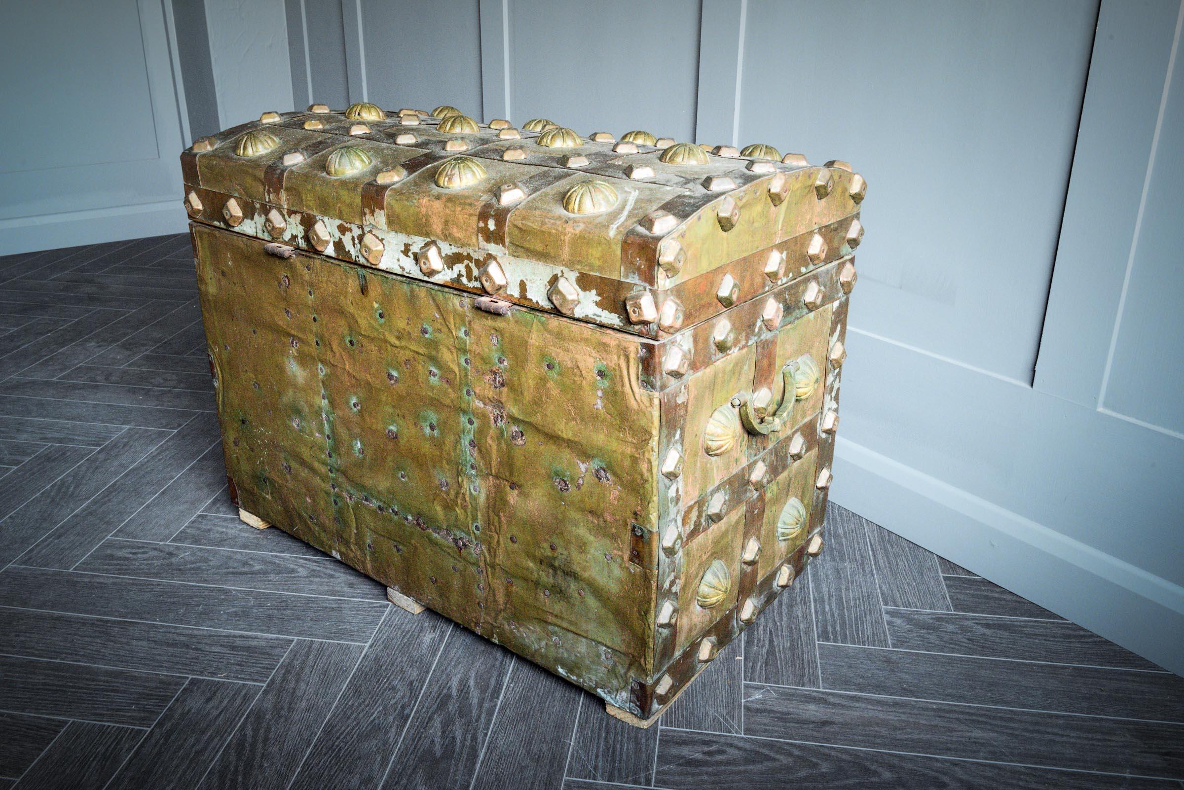 Brass West African Berber Large Dowry Chest For Sale