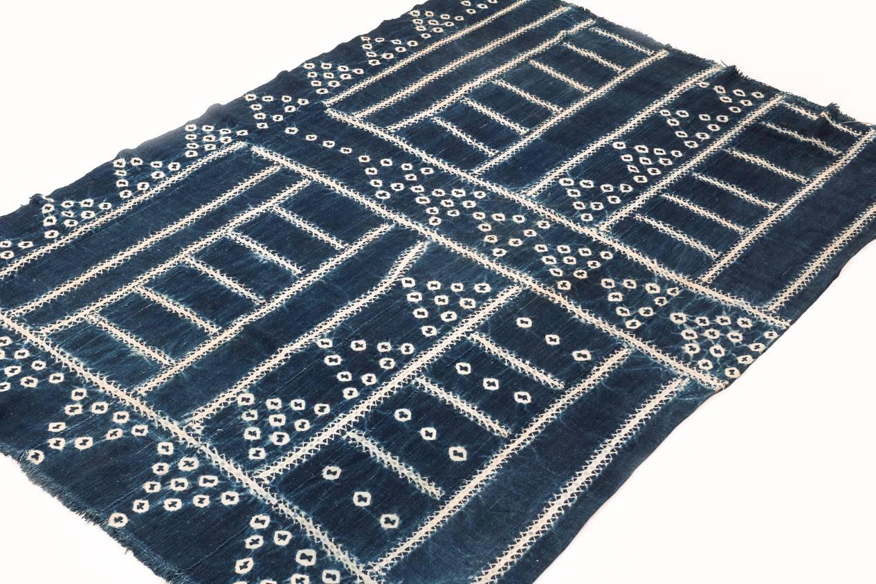 An indigo dyed textile from West Africa. Measures: 3'6