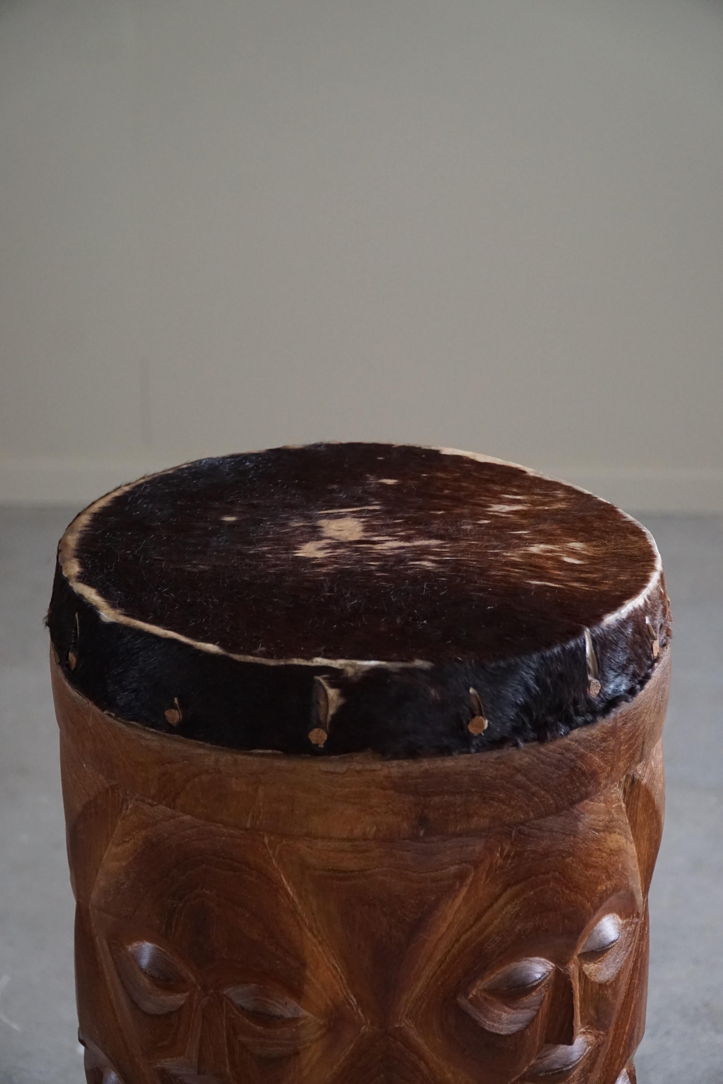 West African Organic Wooden Carved Sculpture/Drum, 20th Century For Sale 5