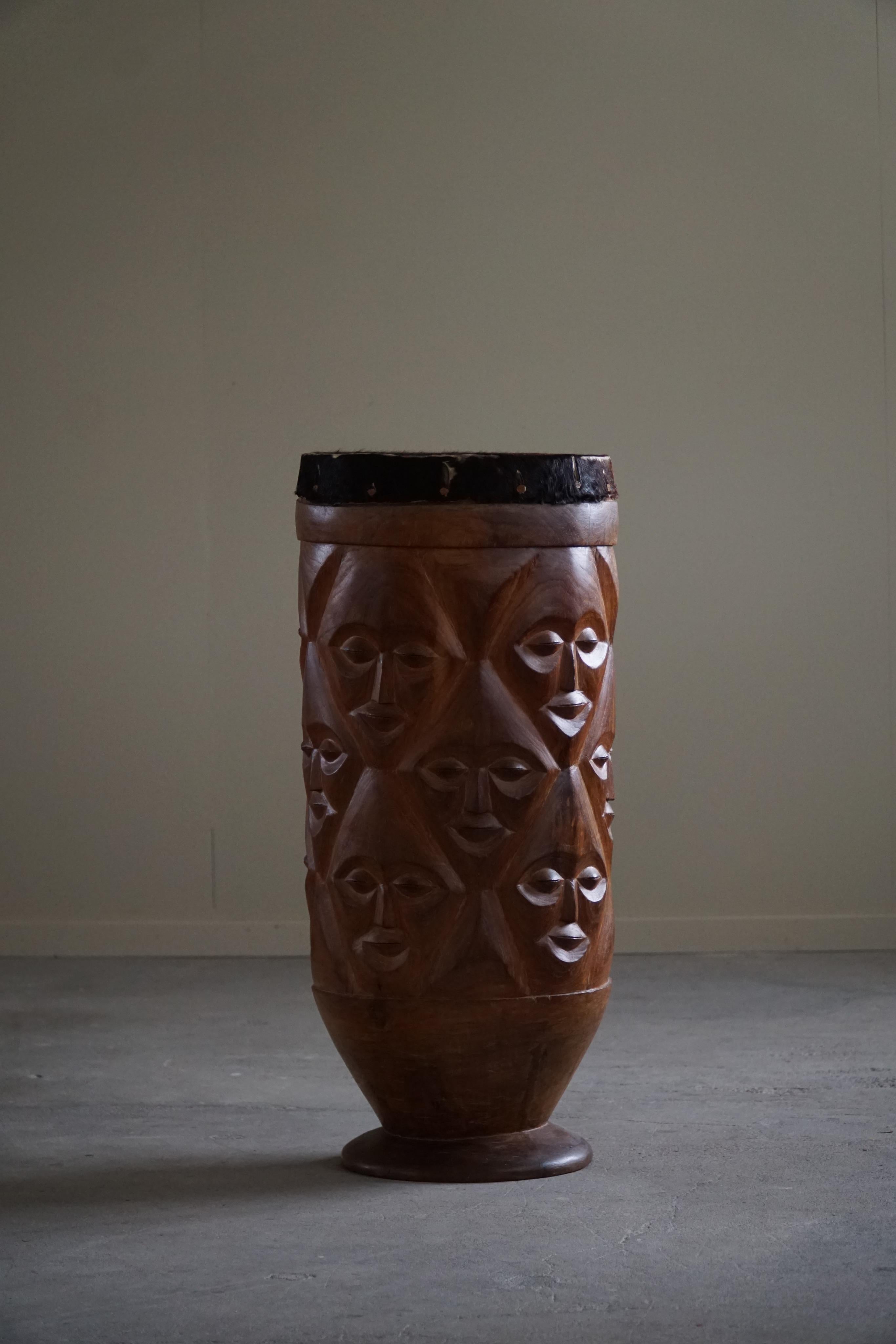 Hand-Carved West African Organic Wooden Carved Sculpture/Drum, 20th Century For Sale
