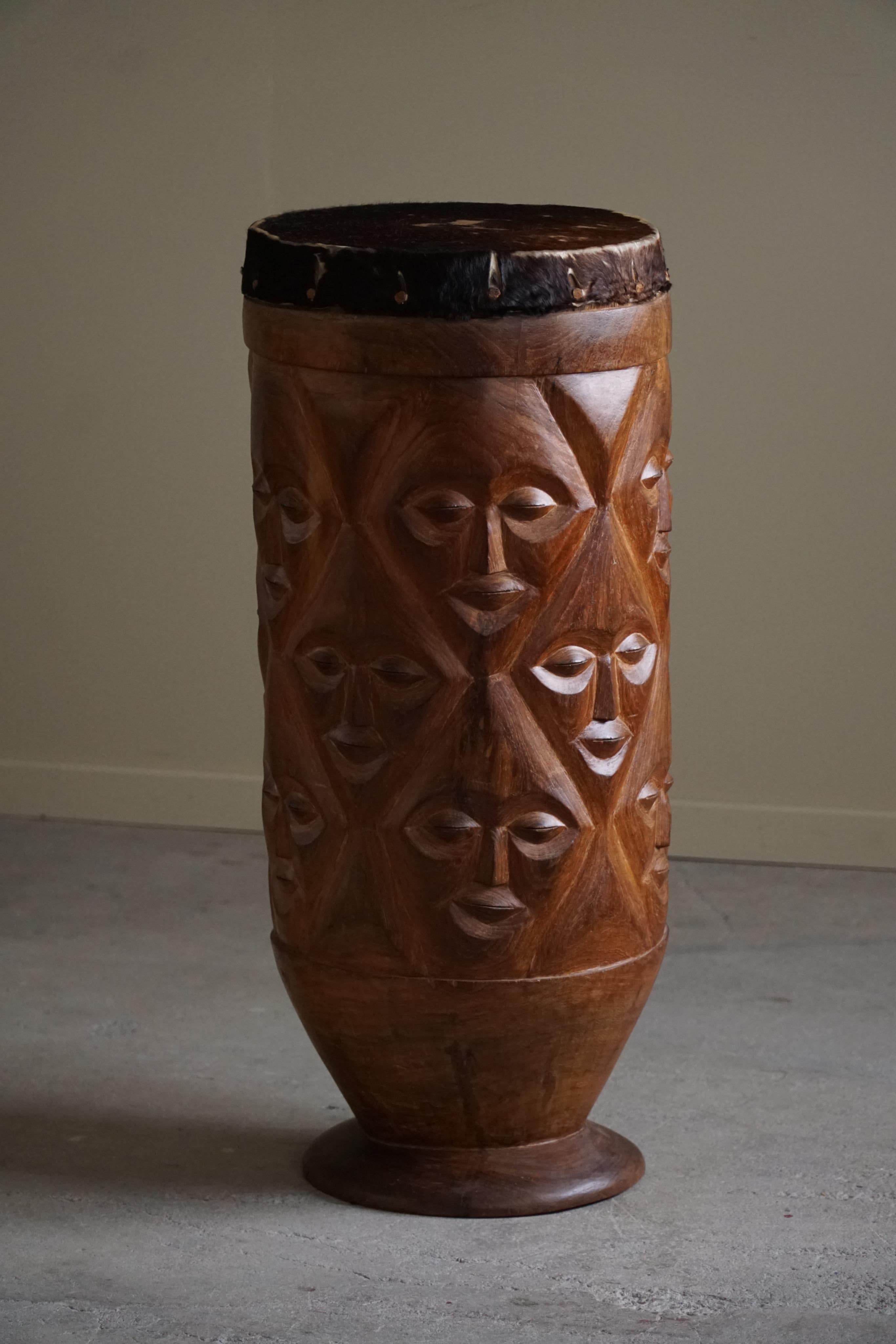 West African Organic Wooden Carved Sculpture/Drum, 20th Century For Sale 1