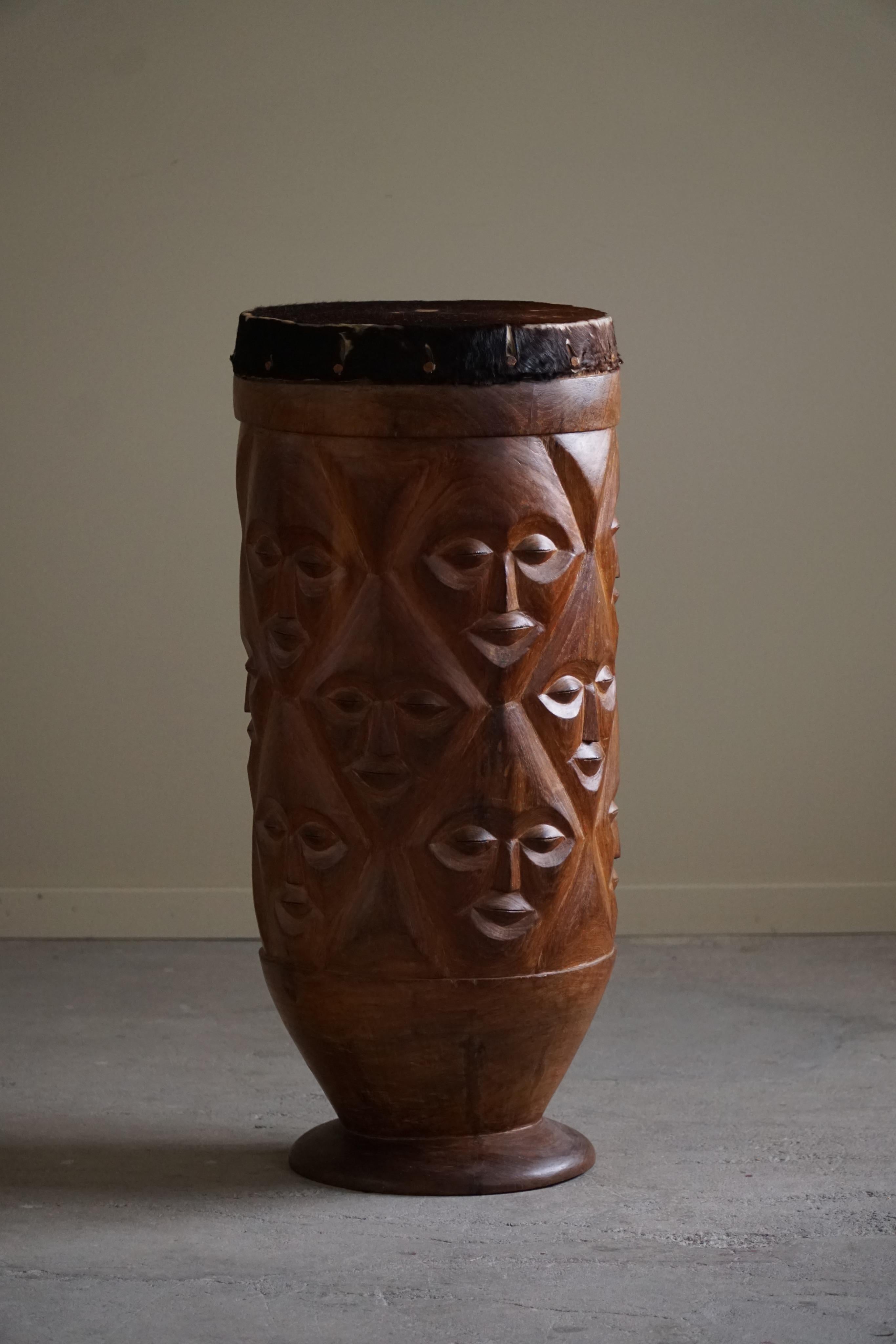 West African Organic Wooden Carved Sculpture/Drum, 20th Century For Sale 3