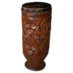 West African Organic Wooden Carved Sculpture/Drum, 20th Century