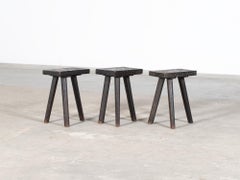 West African Relief-Carved Ebonised Stools