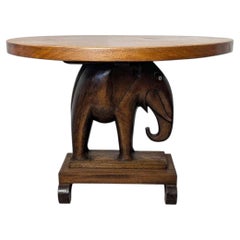 West African Sculptural Table with Elephant Base Mid 20th Century