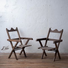 West African Tribal Folding Safari Armchairs, 19th Century