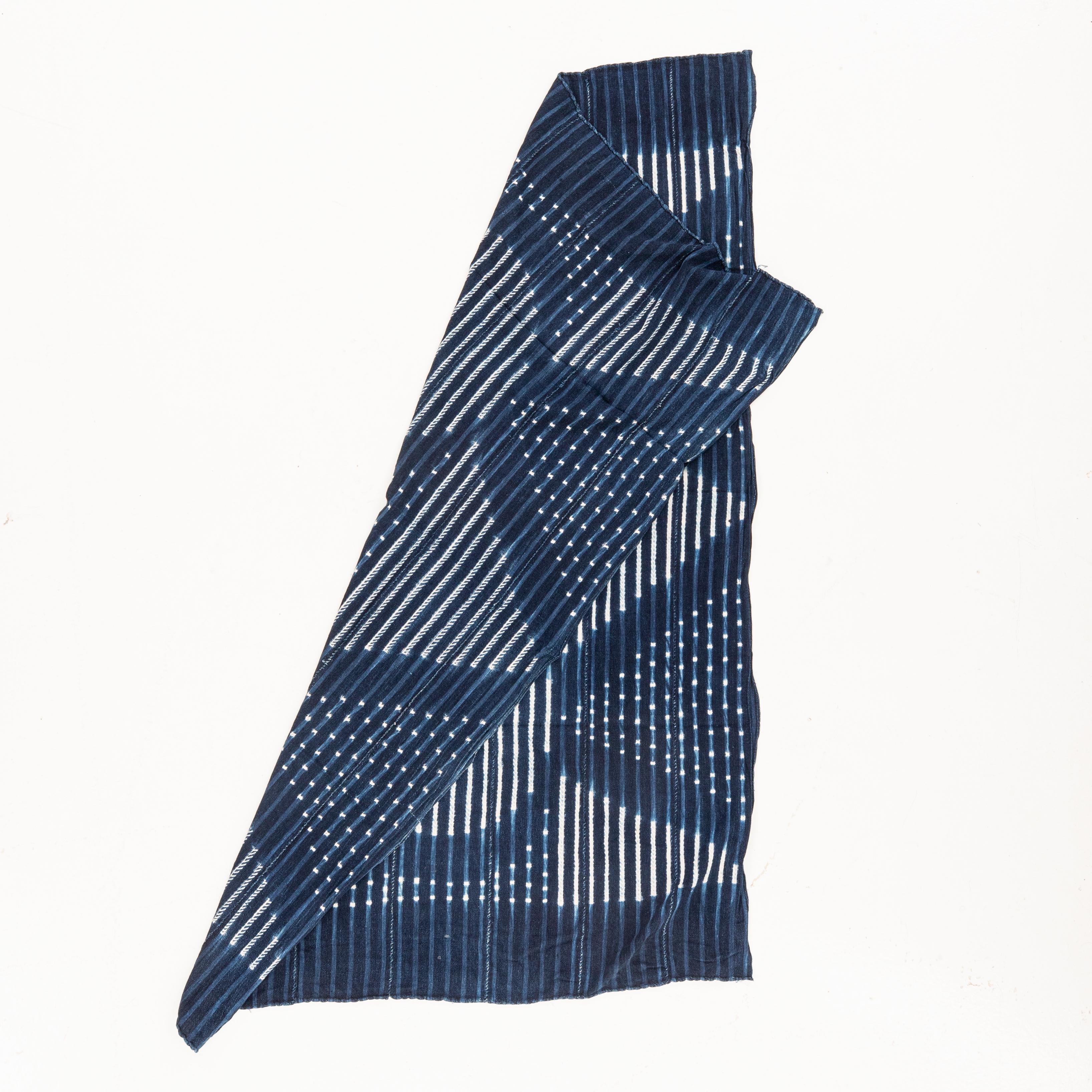 Hand-Woven  West African Vintage Indigo Cloth, Mali For Sale