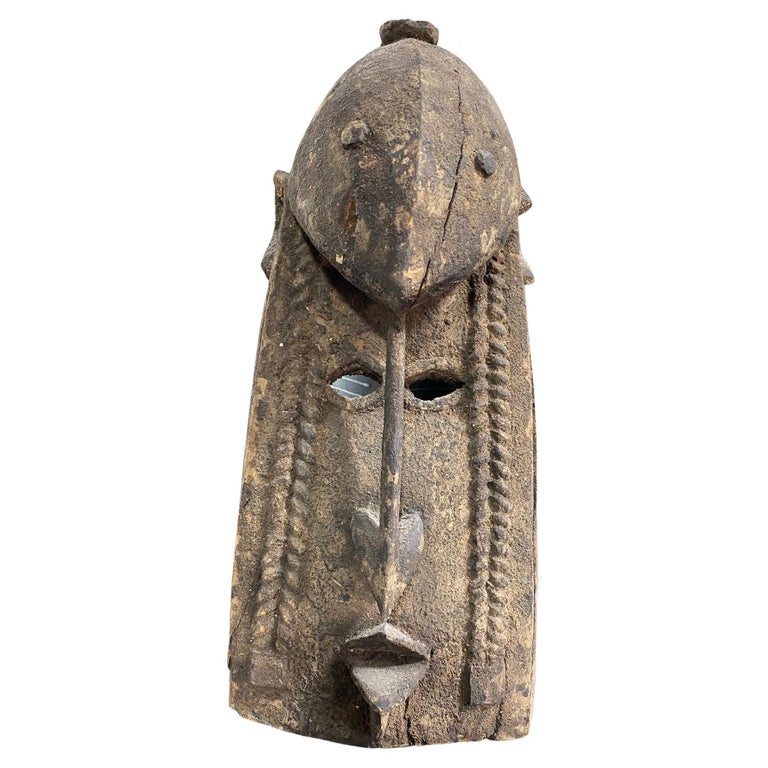 West African Wood Carved Ceremonial Mask For Sale