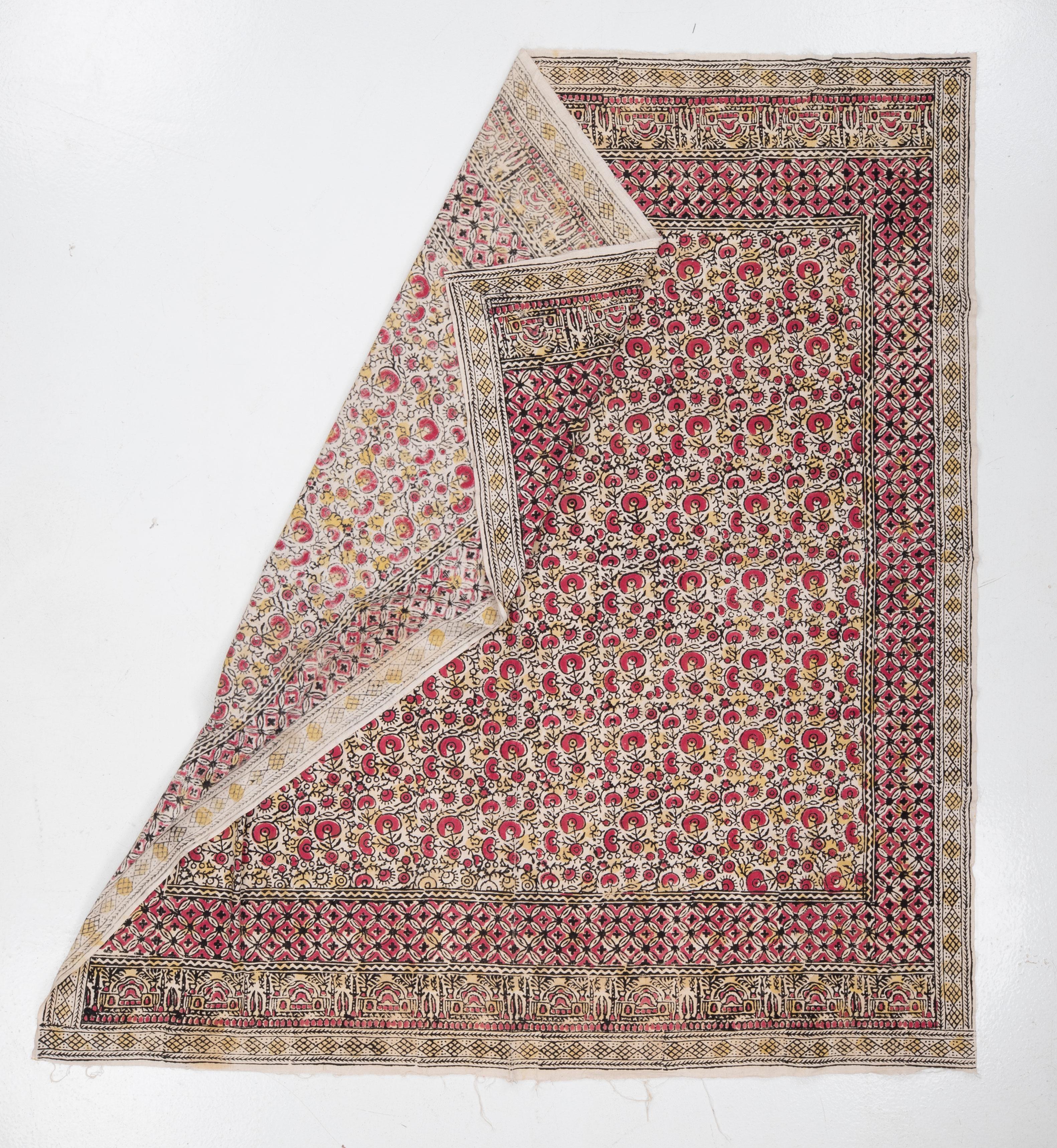 West Anatolian Rustic Hand Block Printed Quilt Top, Early 20th C. For Sale 3