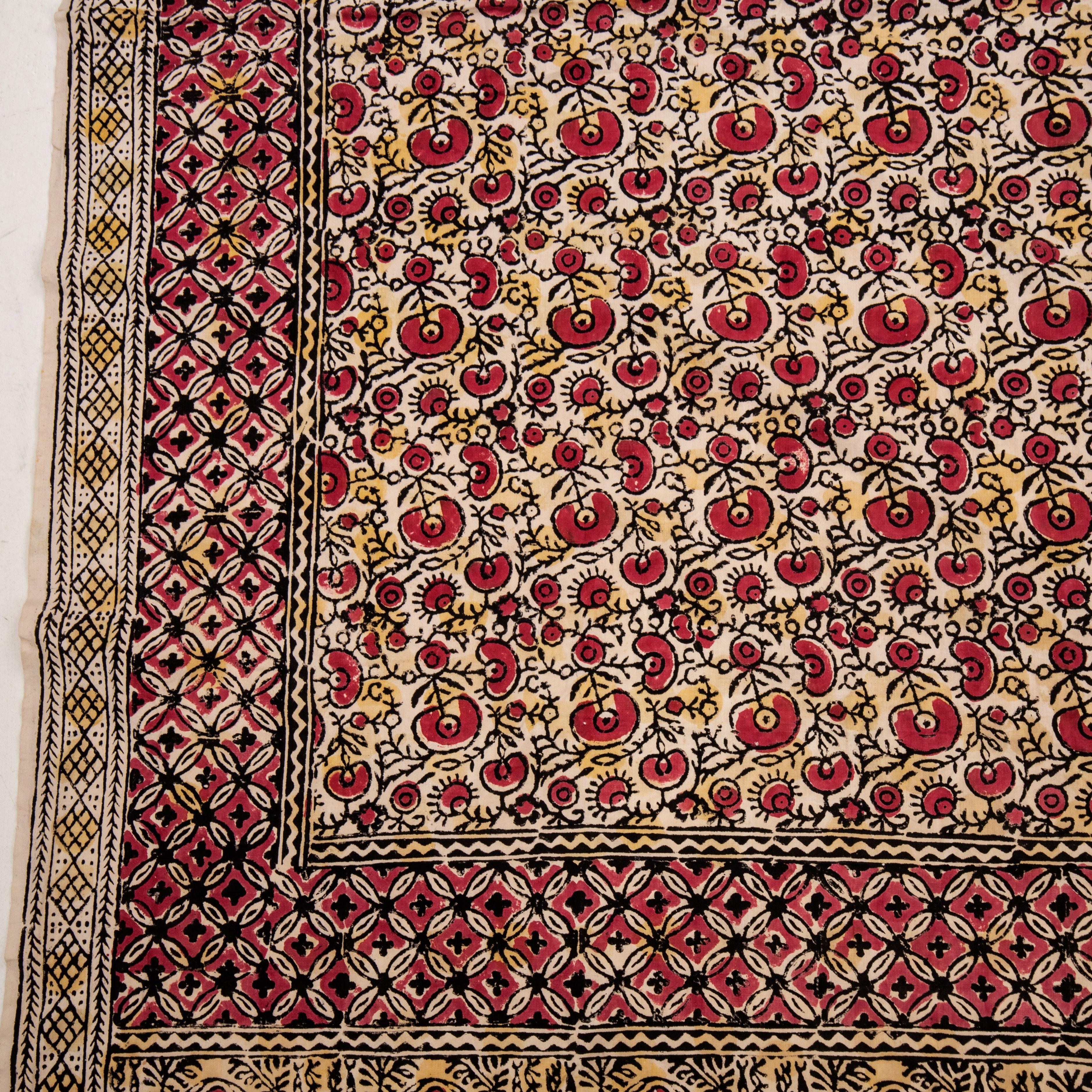 Hand-Woven West Anatolian Rustic Hand Block Printed Quilt Top, Early 20th C. For Sale