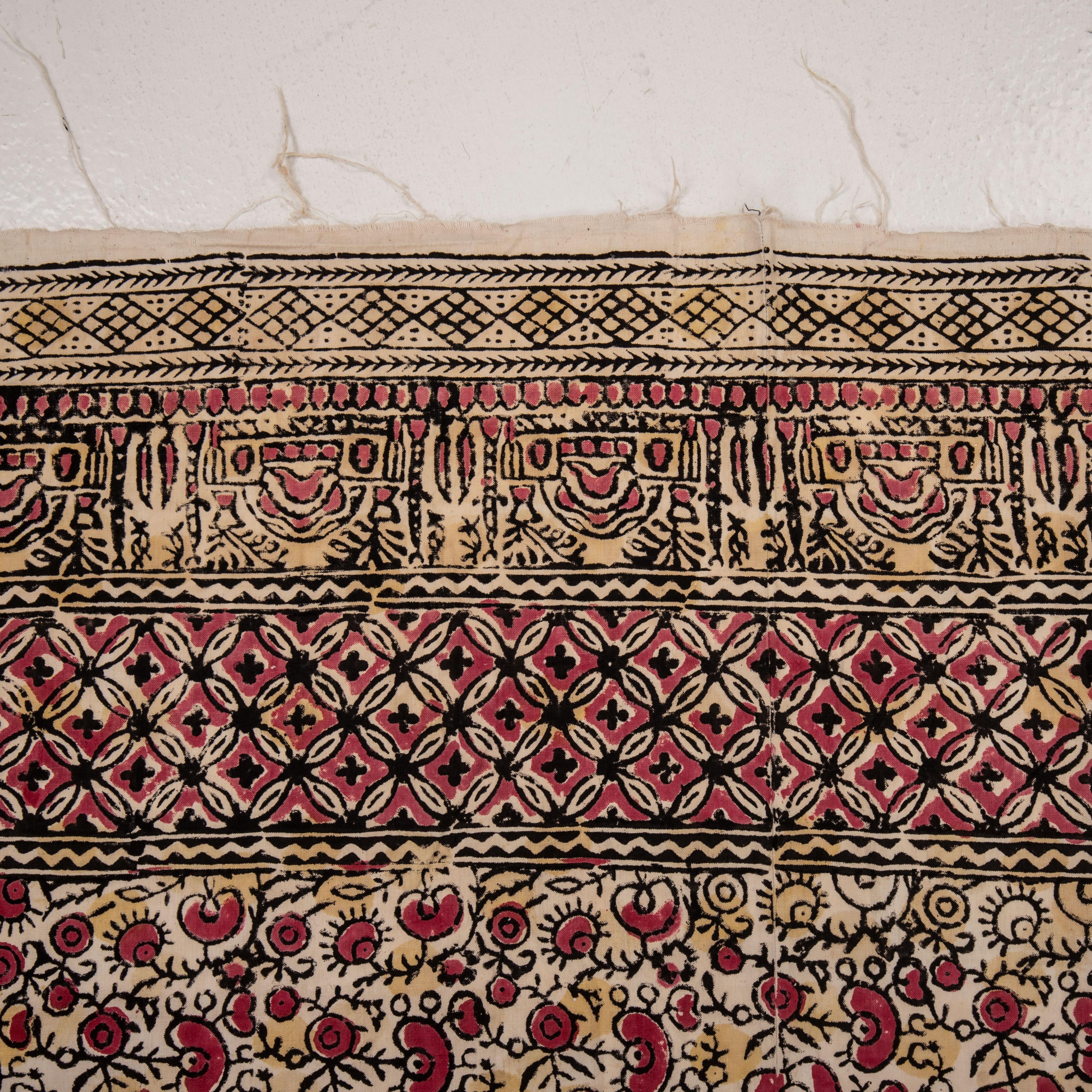 Cotton West Anatolian Rustic Hand Block Printed Quilt Top, Early 20th C. For Sale