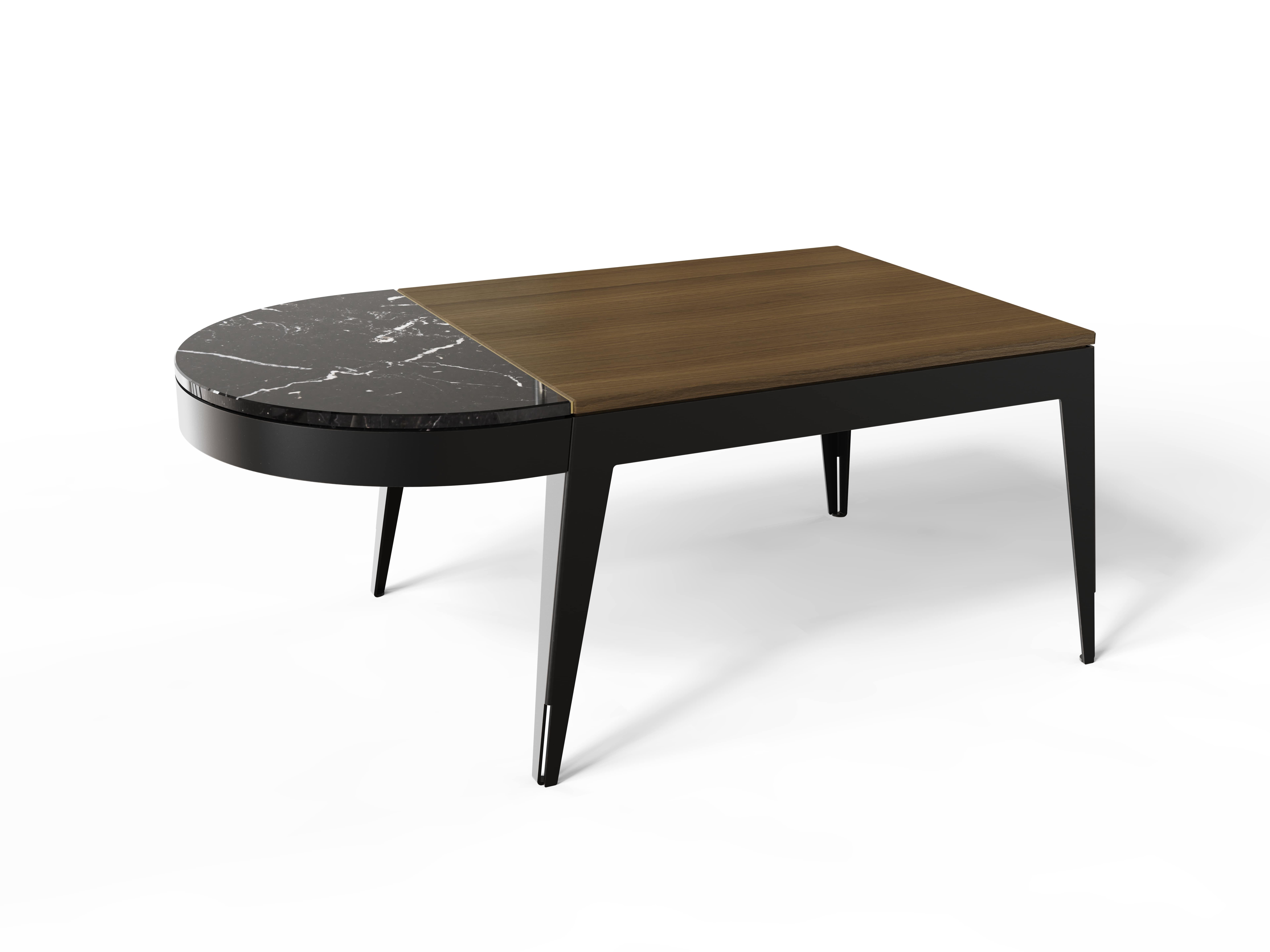 Coffee lounge table is part of the West Coast Collection designed by Eleven Stories Furniture and manufactured in Italy using high quality suppliers, with more than 100 years of experience in furniture manufacturing, and using high quality materials