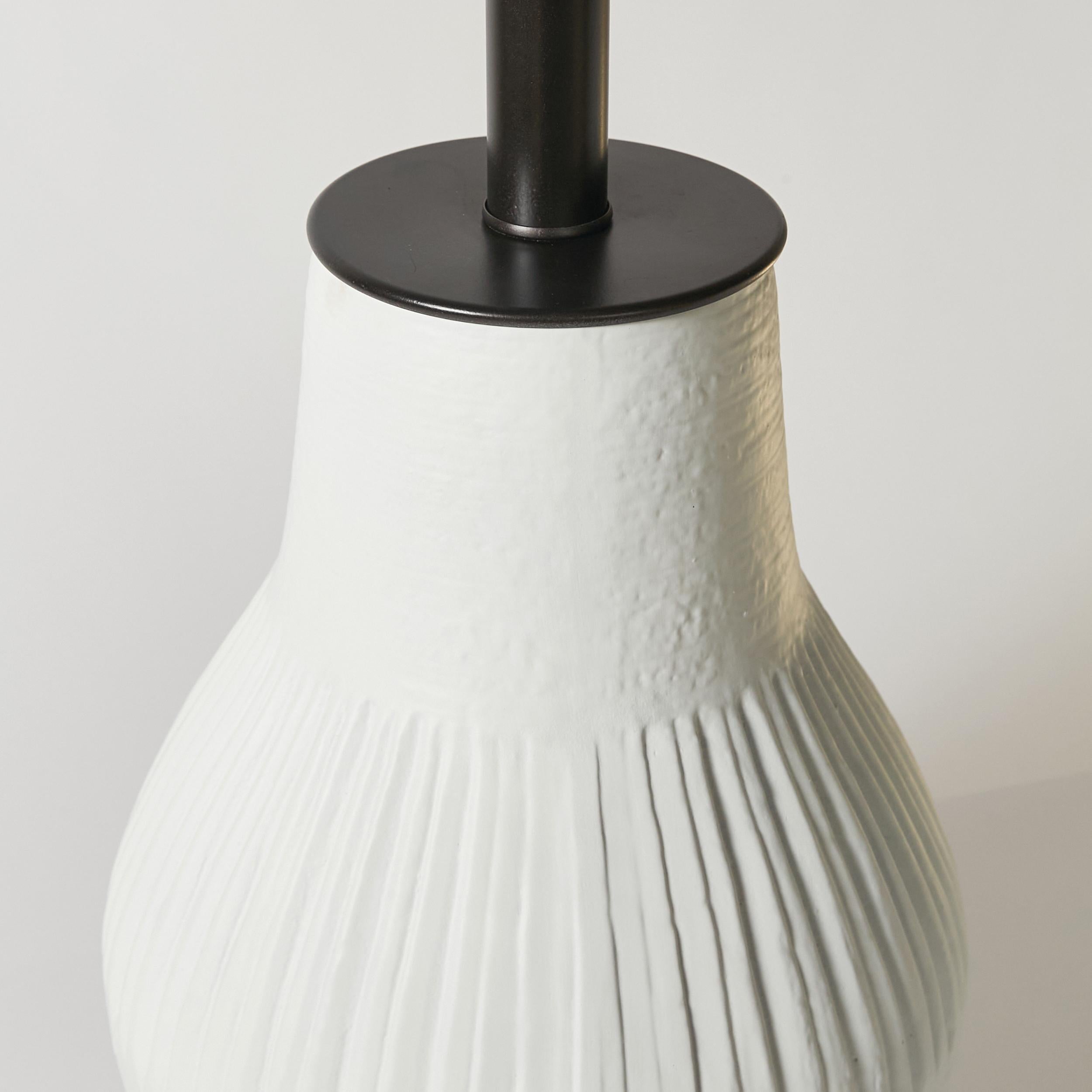 20th Century West Coast Pottery Table Lamp Finished in White Gesso