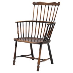 West Country Comb Back Windsor Chair, English Armchair, Elm Ash, Rustic