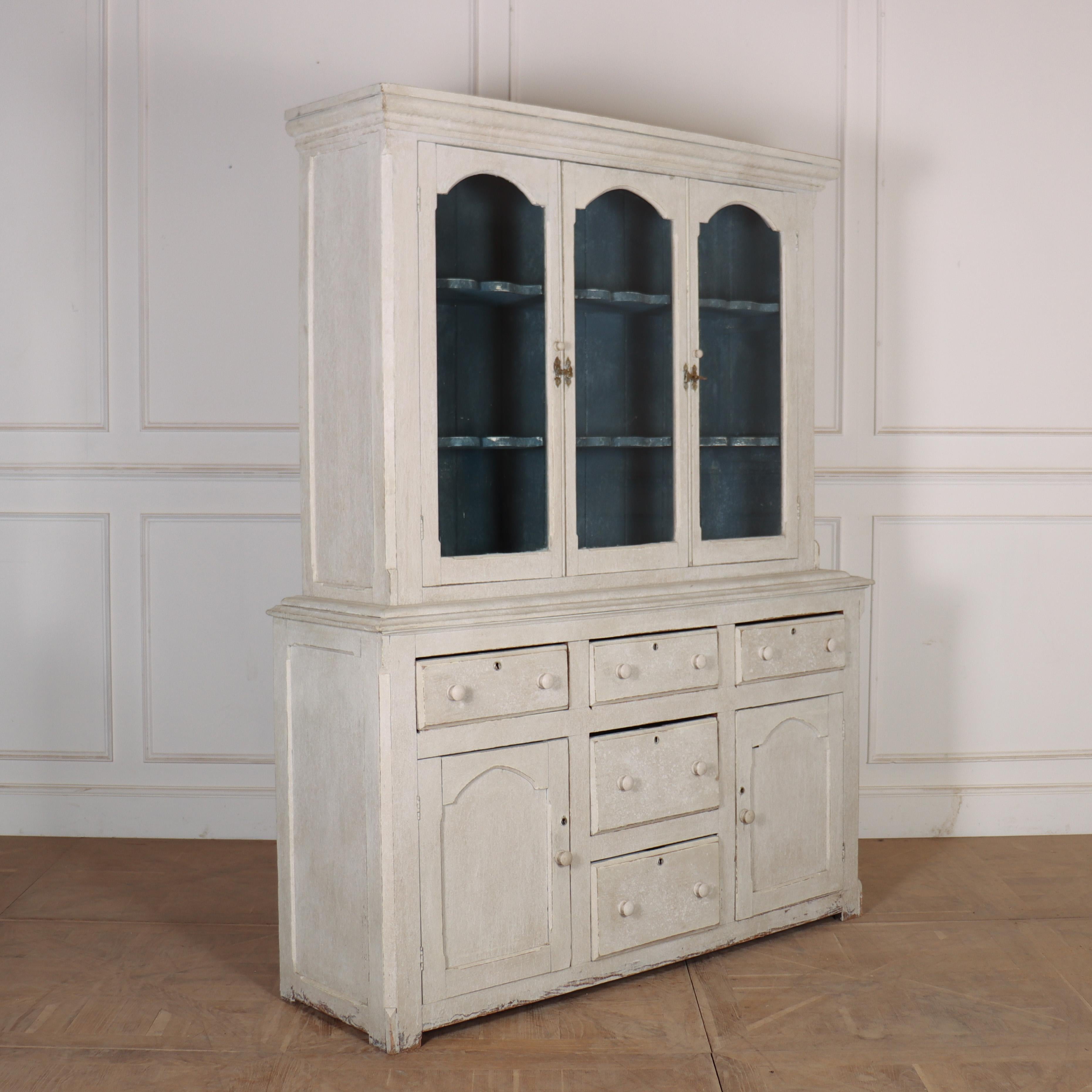 19th century West Country painted pine glazed dresser. 1860.

Reference: 7888

Dimensions
63.5 inches (161 cms) Wide
18.5 inches (47 cms) Deep
81.5 inches (207 cms) High
