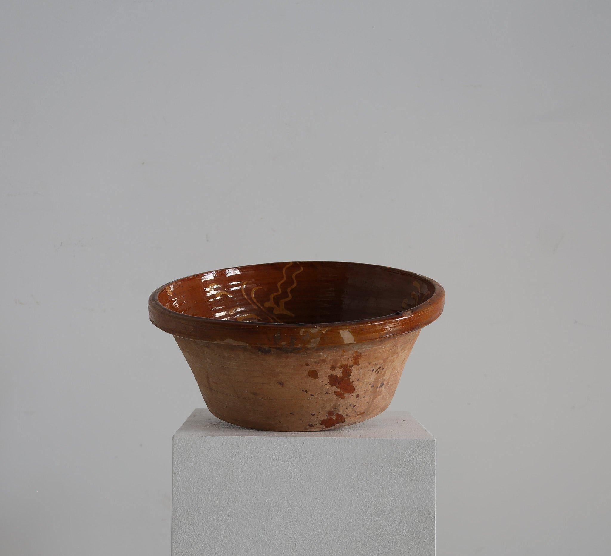 Rustico Pancheon del West Country, ciotola da latte in terracotta del 1920 in vendita