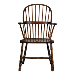 West Country Stick Back Windsor Armchair, English, Ash Elm Beech, Rustic, Simple