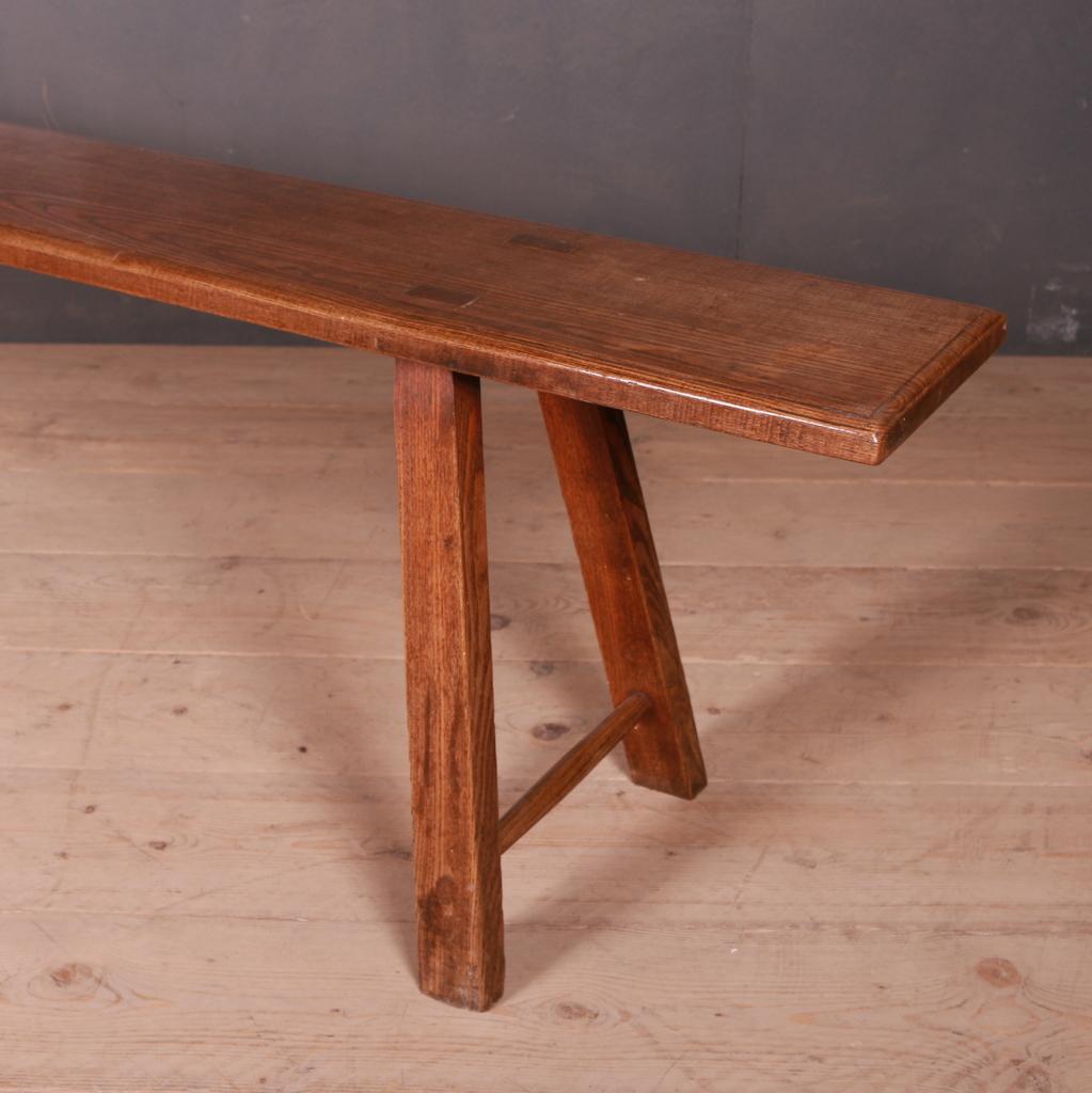 Good West Country ash trestle bench. 1880.

Seat depth - 10.5