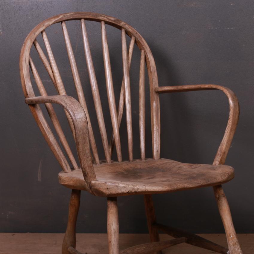 19th century pale West Country Yealmpton chair, 1820.
Dimensions of seat 16 inches x 13.5 inches (40cm x 34cm)
Seat height 14 inches (36cm)

Dimensions:
22.5 inches (57 cms) wide
18 inches (46 cms) deep
32 inches (81 cms) high.

   