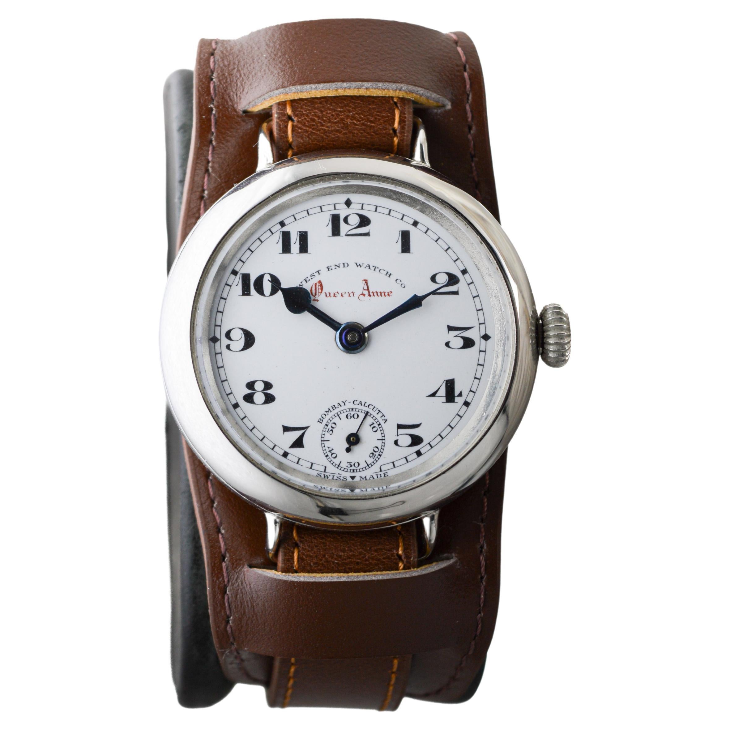 West End Watch Company Queen Anne Steel British Broad Arrow Pilots Watch 1915's In condizioni ottime in vendita a Long Beach, CA